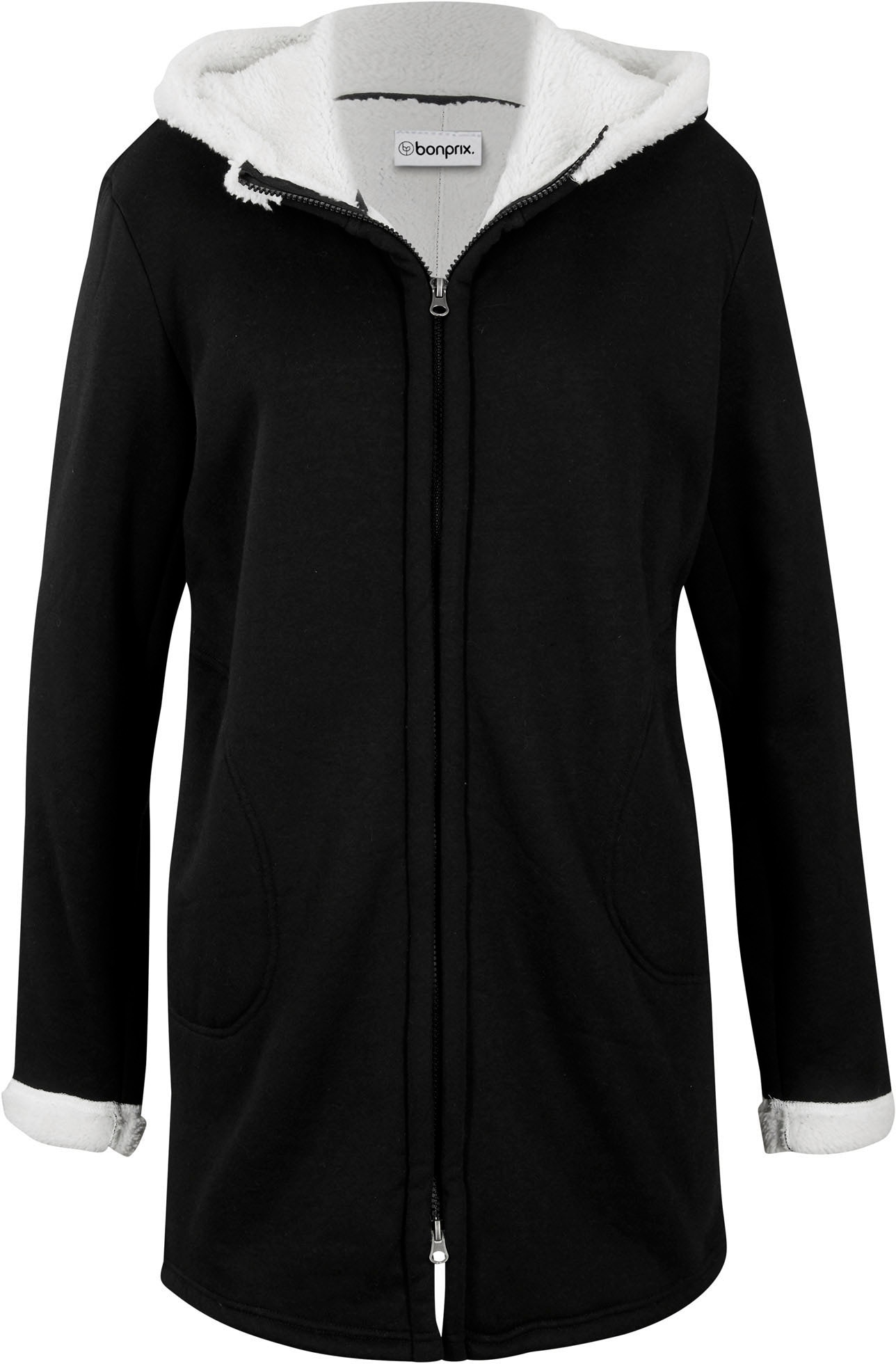 bonprix Kapuzensweatjacke »Kapuzen-Sweatjacke mit Teddyfell« mit Kapuze, mit Teddyfell-Futter, aus Polyester und Baumwolle