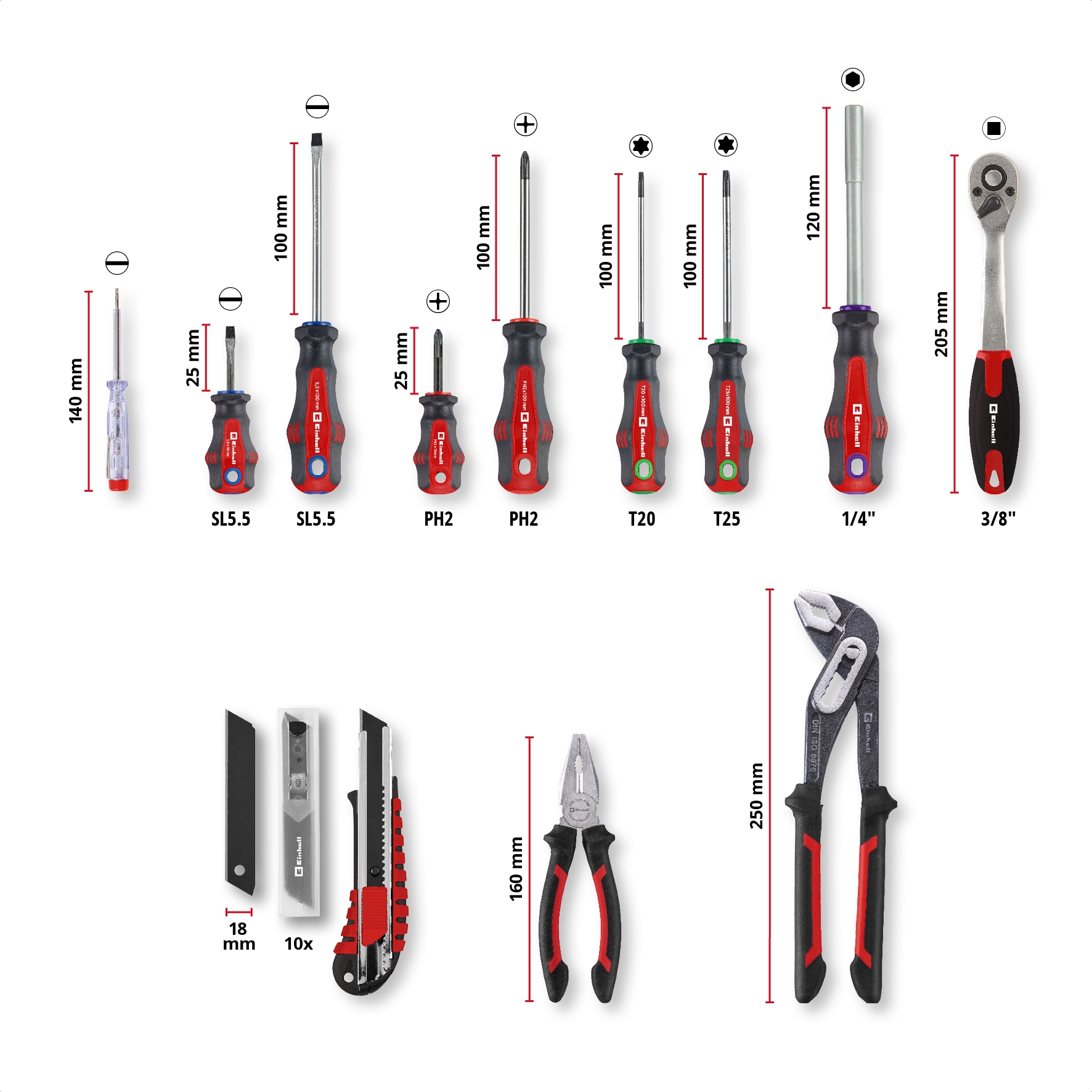 Einhell Werkzeugset »E-CASE«, (80 tlg.), Kompatibel mit dem Einhell E-Case System