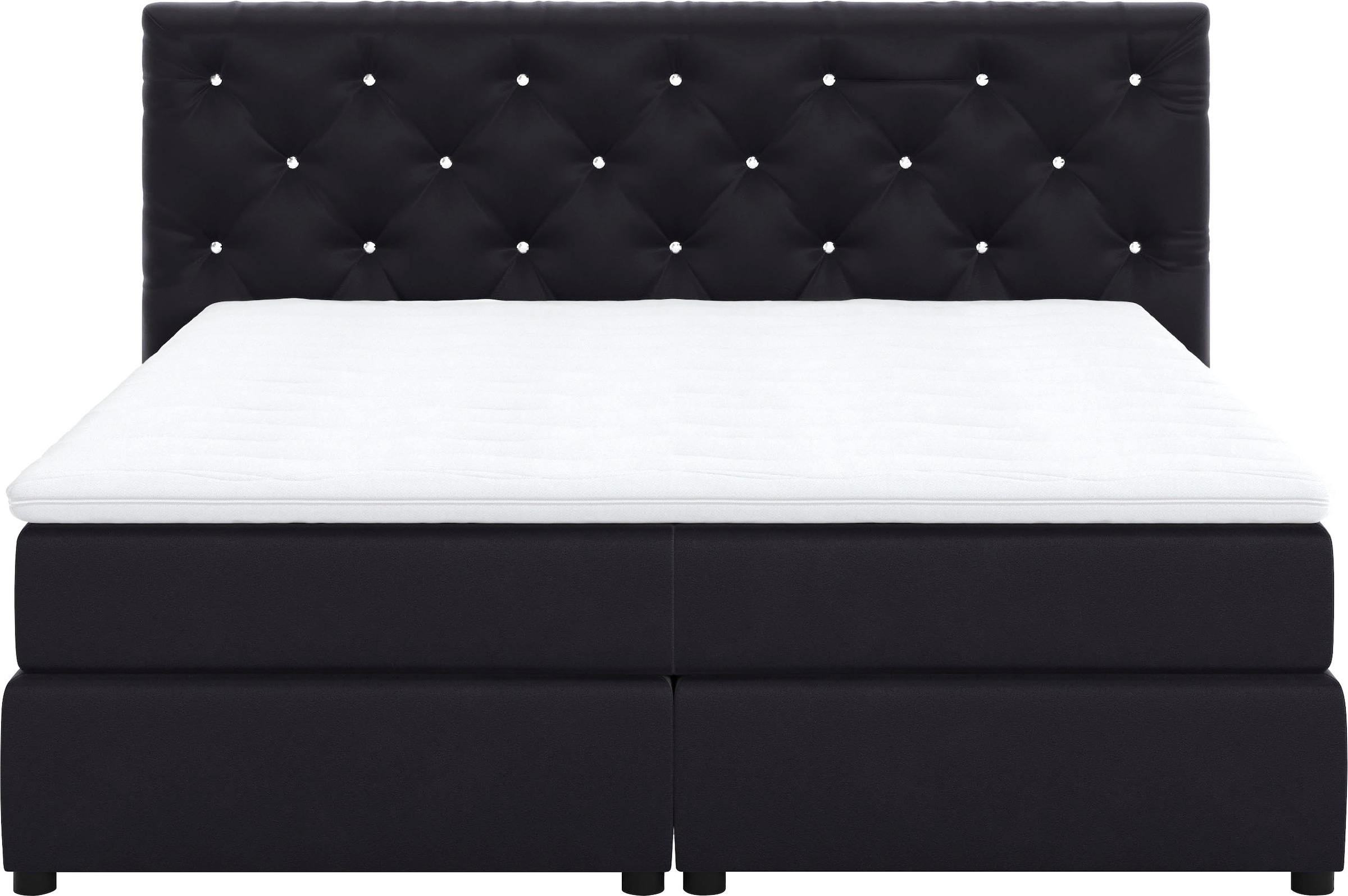 COTTA Boxspringbett »Castle«, mit Strasssteinen im Kopfteil, inkl. Topper