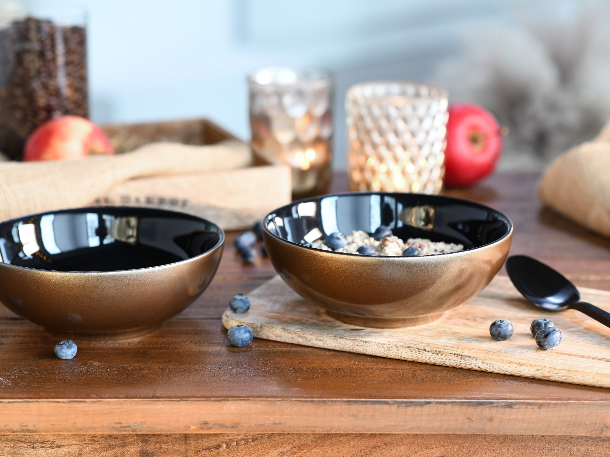 CreaTable Müslischale »Golden Days, Schale 6-tlg«, 6 tlg., aus Steinzeug, Goldfarbene Spezialglasur