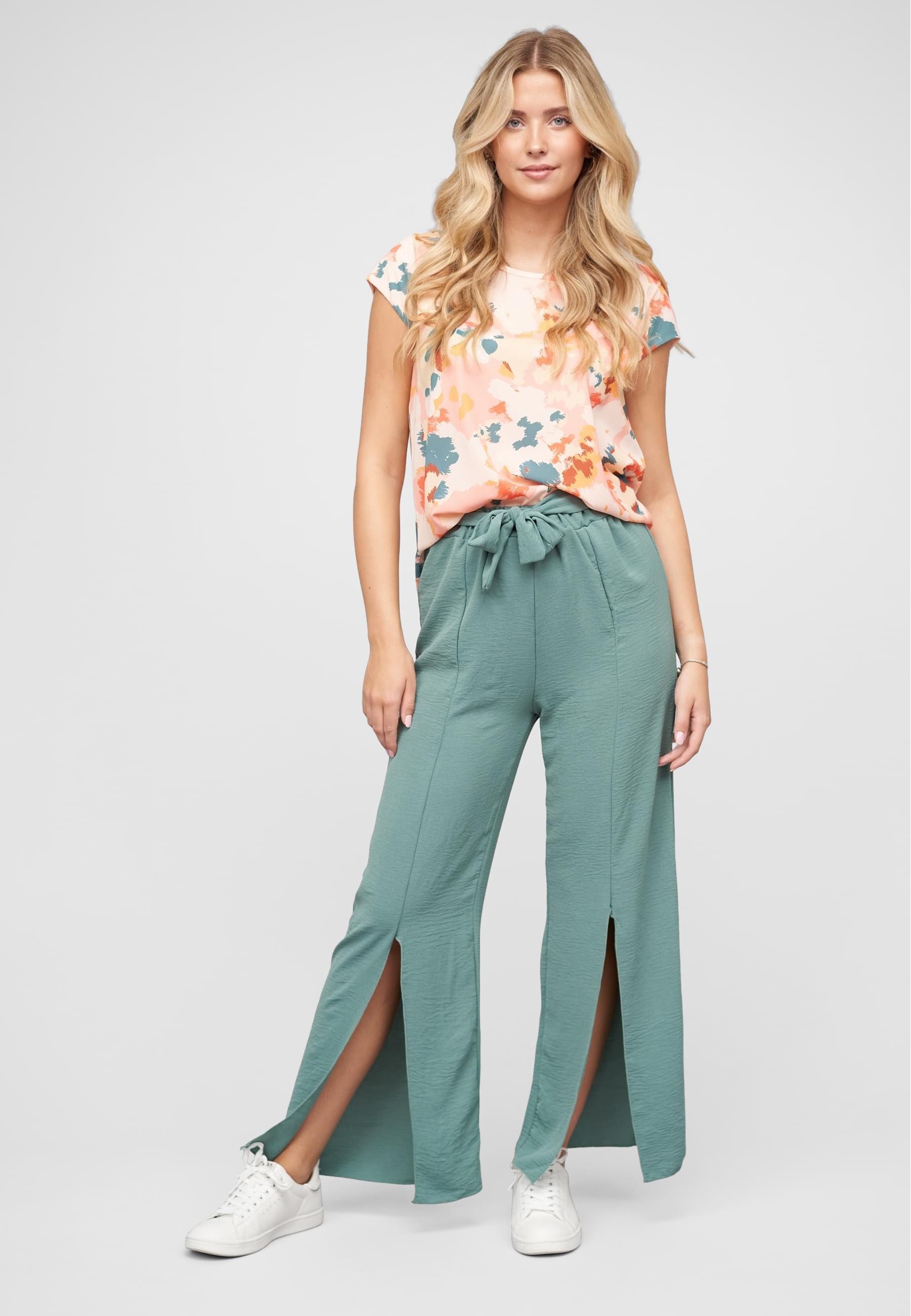 CLOUD 5IVE Stoffhose »CLOUD 5IVE Sommerhose mit seitlich. Schlitzen und Bindegürtel«, (1 tlg.)