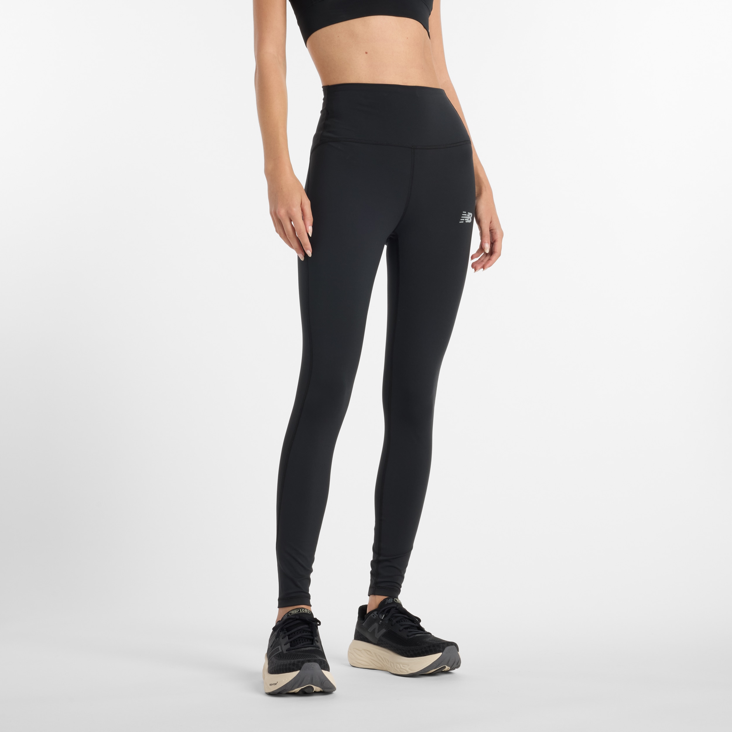 New Balance Lauftights "Sleek High Rise Legging 27"" mit Elasthan-Anteil, aus Polyester und Elasthan, High-Rise-Bund