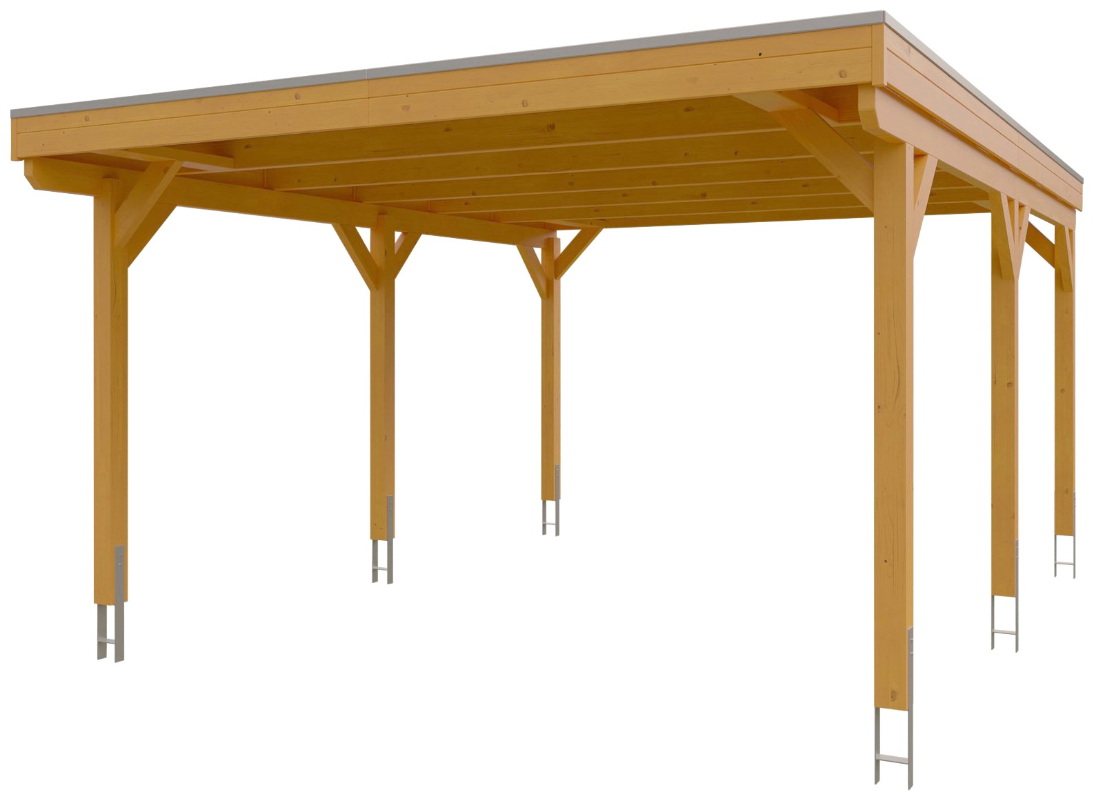 Skanholz Einzelcarport »Grunewald«, Leimholz-Nordisches Fichtenholz, hellbraun, mit Aluminiumdach