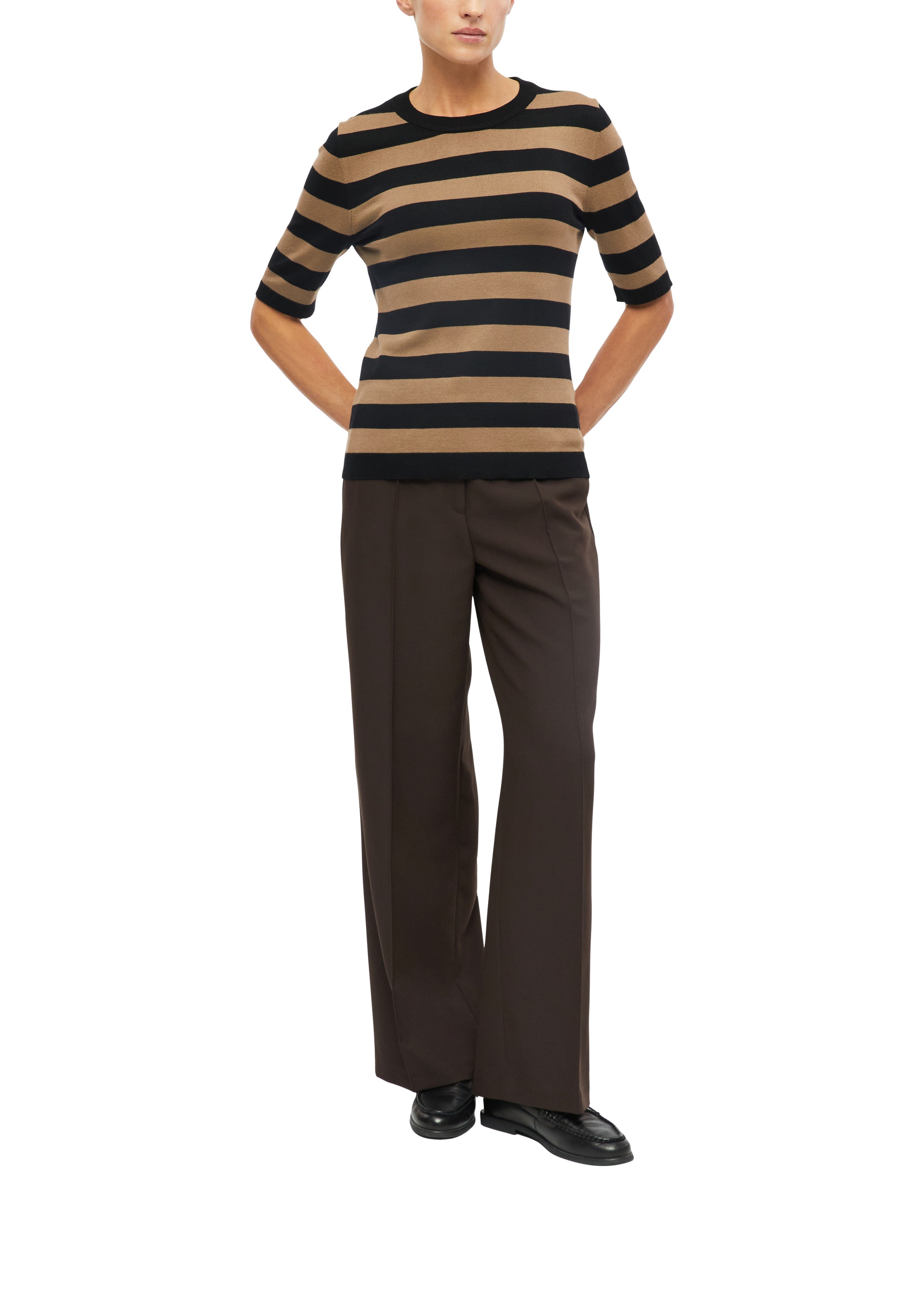 s.Oliver BLACK LABEL Strickpullover Halbarm Sommerpullover mit Viskose / Rundhals