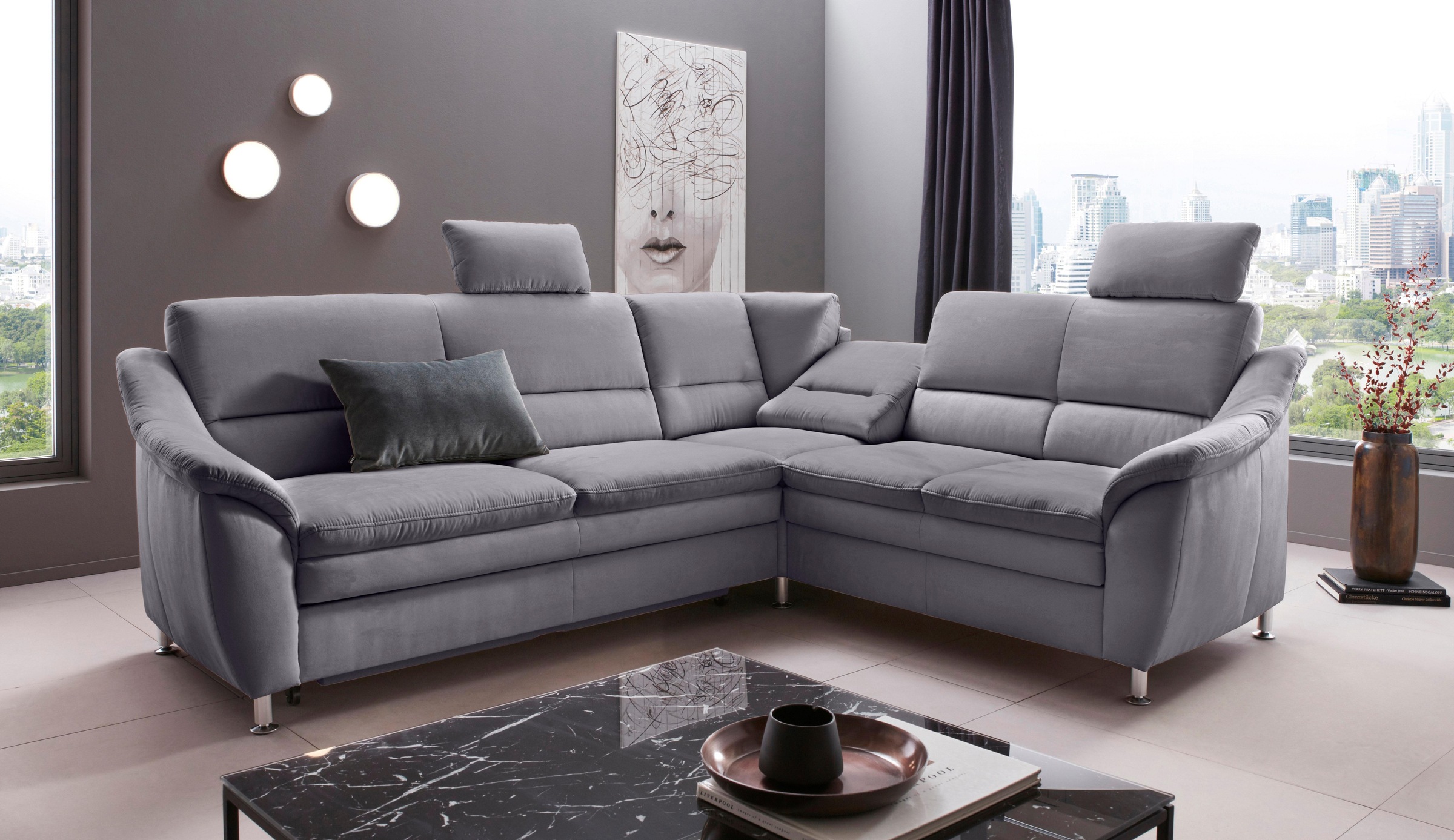 Places of Style Ecksofa "Cardoso L-Form", Federkern, wahlweise mit Bett, Sc günstig online kaufen
