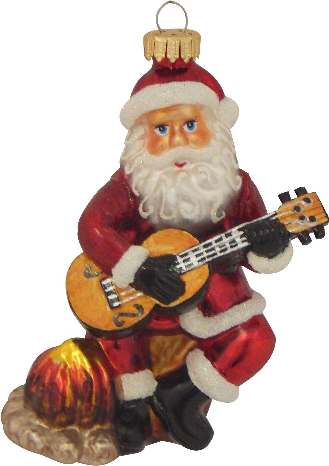Krebs Glas Lauscha Christbaumschmuck »Gitarre spielender Weihnachtsmann, Weihnachtsdeko, Christbaumschmuck«, (1 tlg.), mundgeblasen