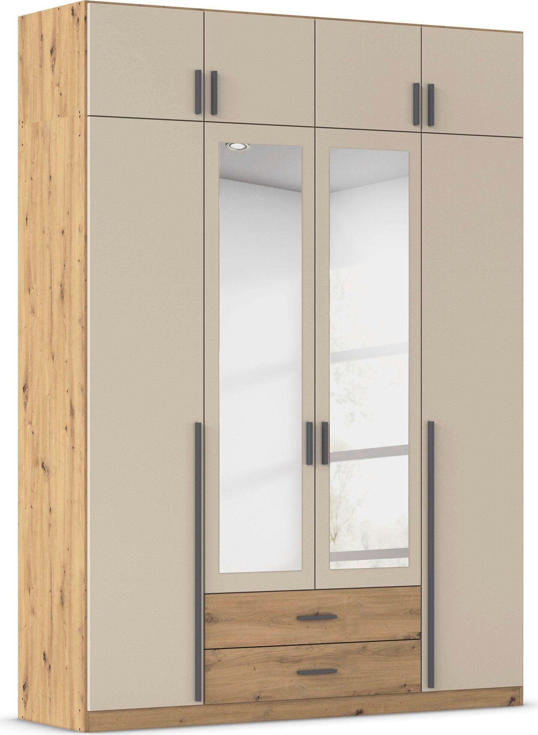 rauch Kleiderschrank "Schrank Garderobe Wäscheschrank GAMMA in 4 Breiten 91-226 cm" 3 verschiedene Ausstattungen BASIC/CLASSIC/PREMIUM (inkl. SOFT-CLOSE), mit Schubladen und Schrankaufsatz sowie Spiegel MADE IN GERMANY
