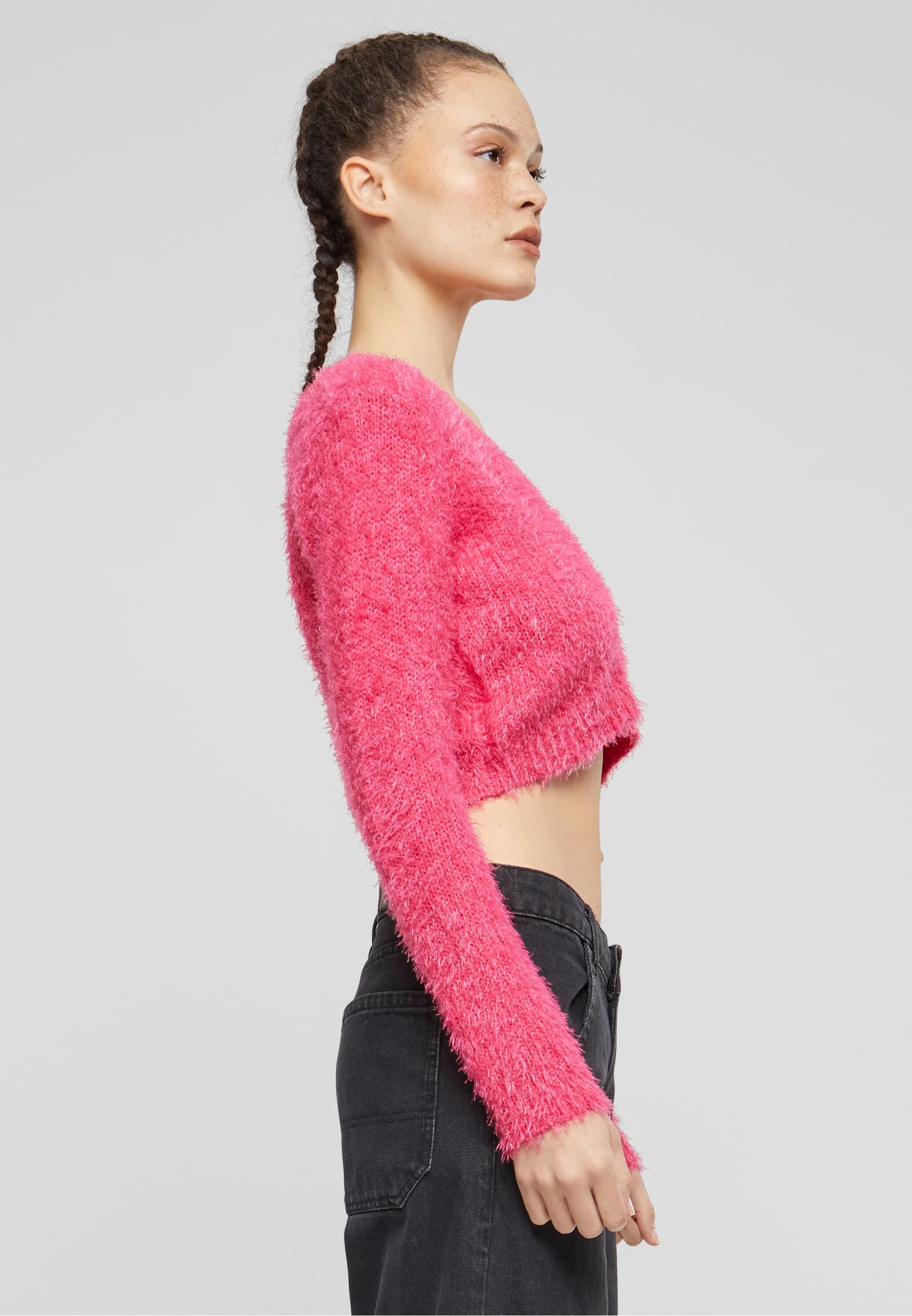 URBAN CLASSICS Strickjacke »Urban Classics Damen Ladies Cropped Feather Cardigan«
