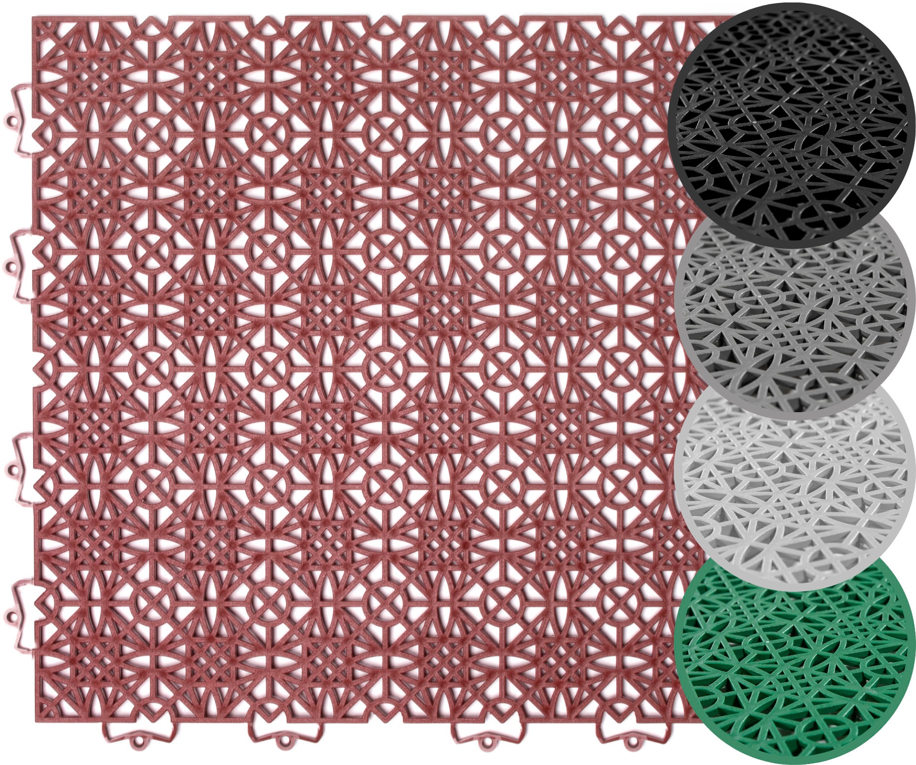 Kunststoff-Fliesen ANDIAMO, B:380mm L:380mm, orange, Polypropylen (PP), Hartbodenbeläge, "Terrassenfliesen Terra Sol, Made in Swiss", Outdoor