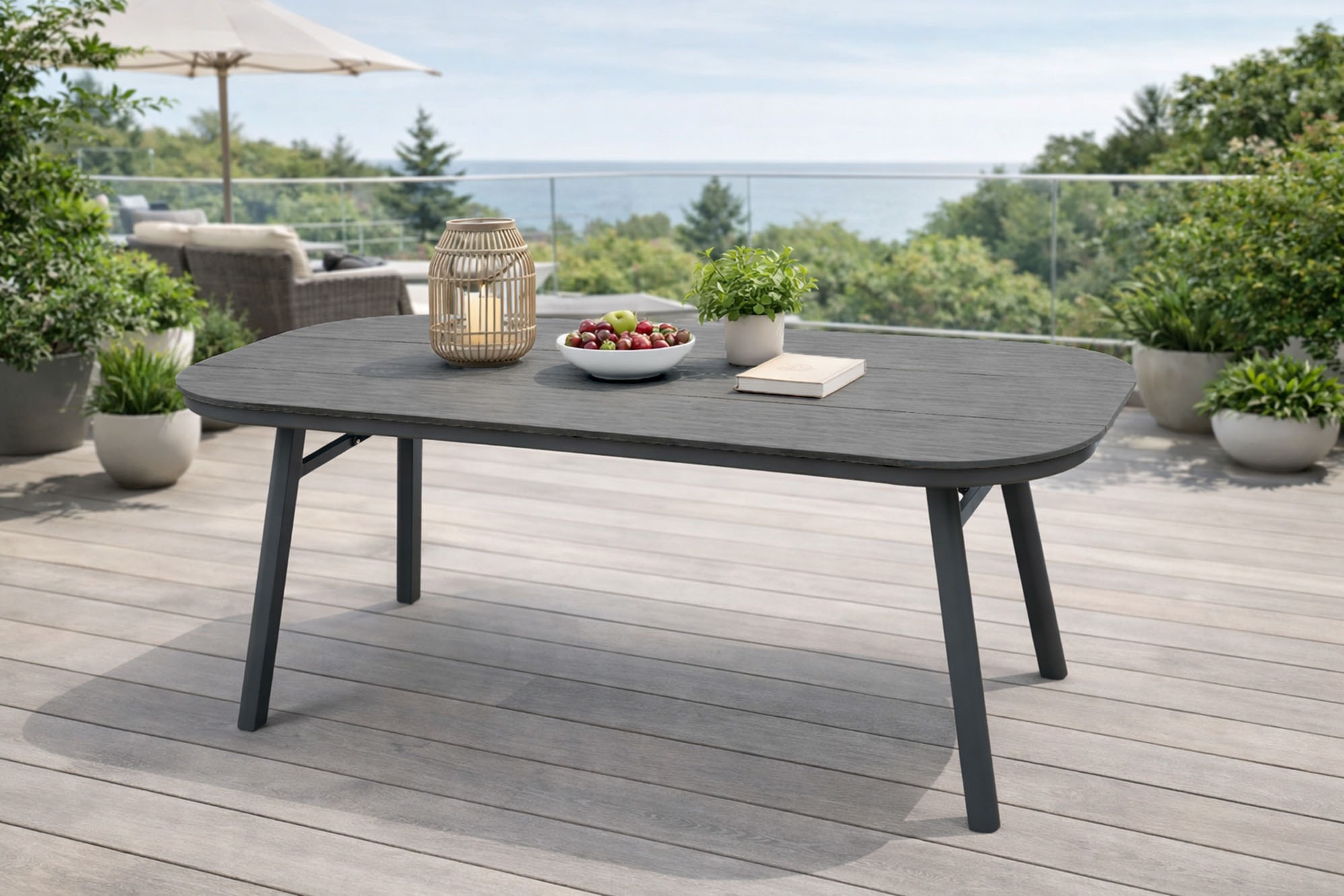Destiny Garten-Essgruppe »COSTA HL SAN MARINO« Set, 5 tlg. 4 Hochlehner & ovalerTisch, 180x90cm, anthrazit