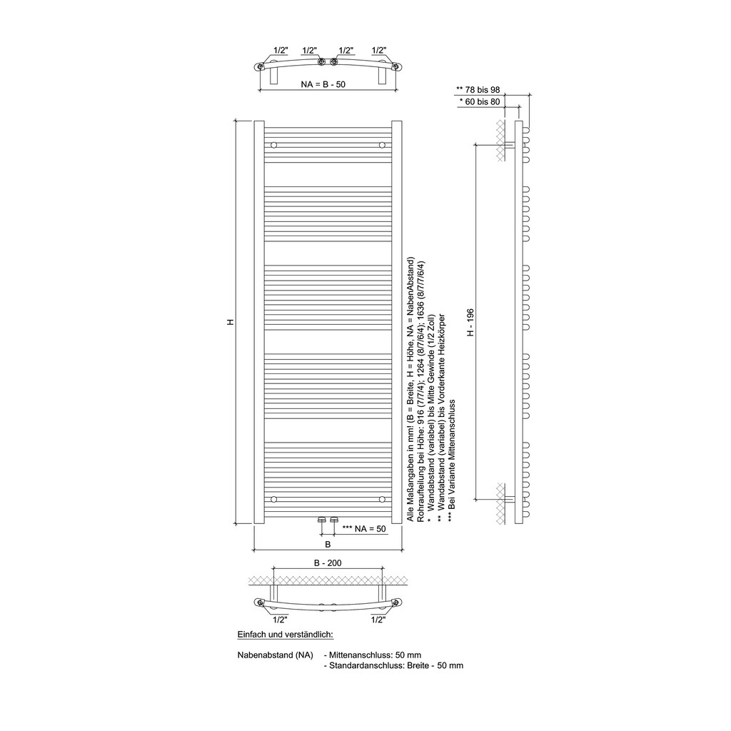 Ximax Badheizkörper »C2 1636 mm x 600 mm«