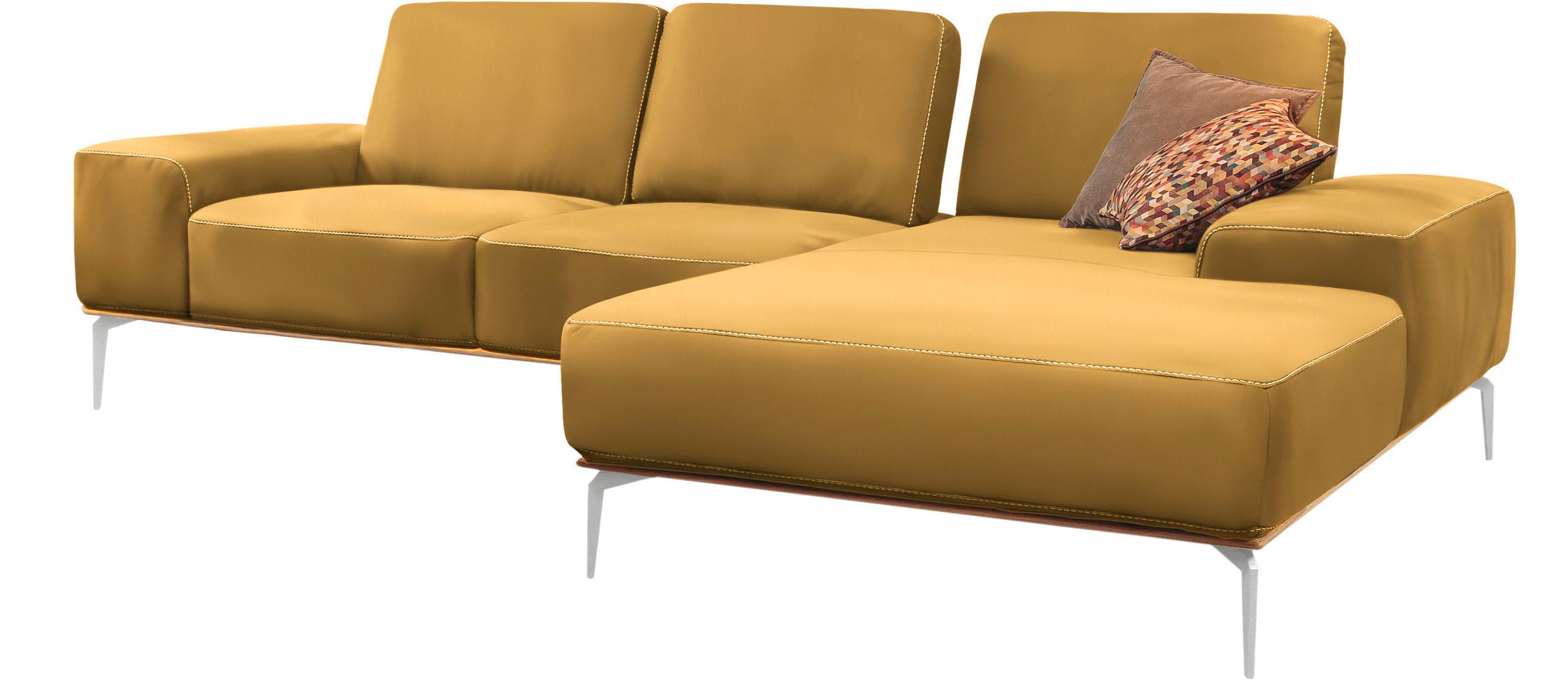 Thumbnail - W.SCHILLIG Ecksofa "run, Designsofa mit tollem Sitzkomfort, L-Form" mit elegantem Holzsockel, Füße in Chrom glänzend, Br...