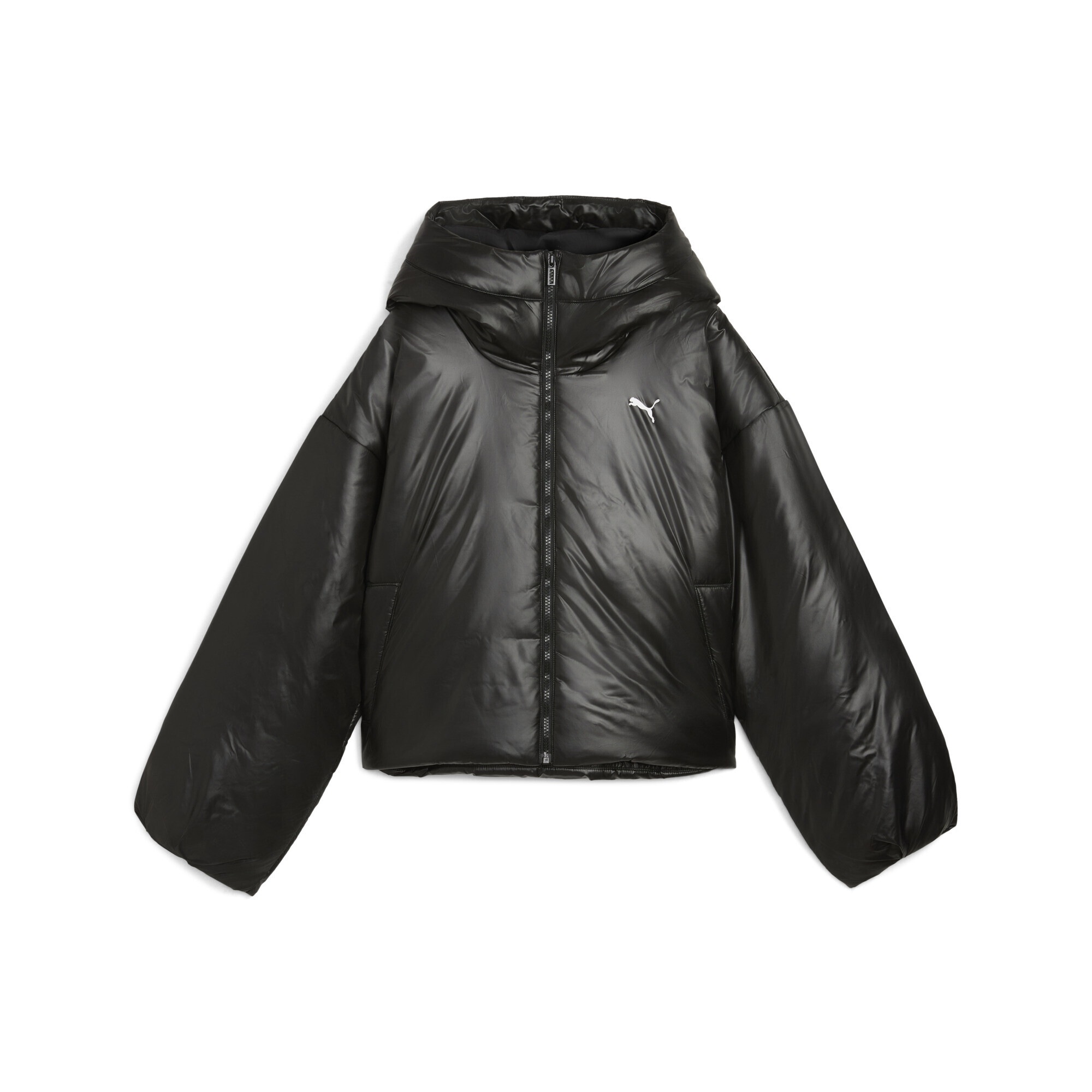 PUMA Winterjacke "Wardrobe Essentials Shiny Wattierte Kapuzenjacke Damen" günstig online kaufen
