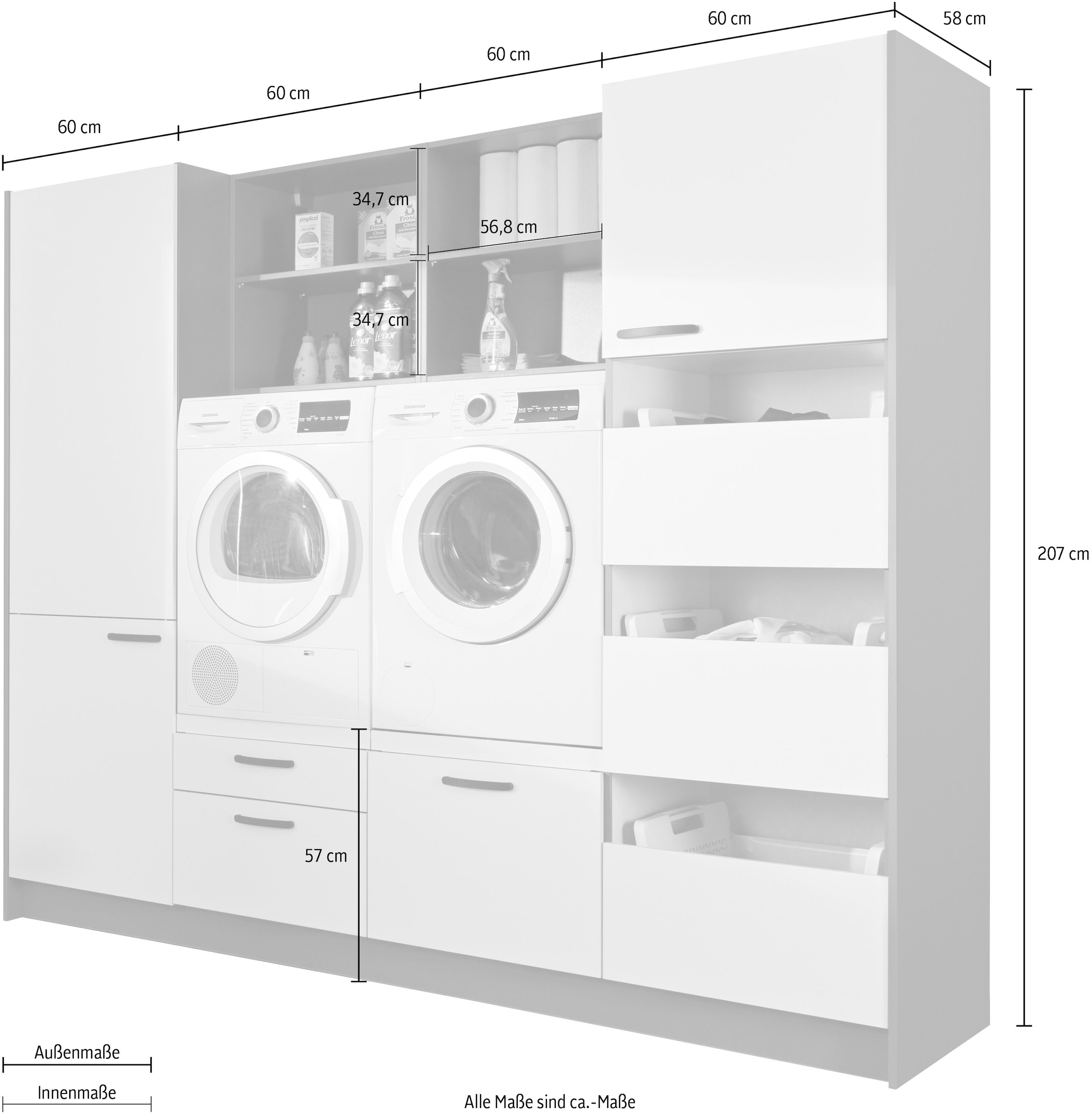 Schrank-Set St.), Stellbreite (9 vormontiert, ohne Soft-Close-Funktion, 245cm »Arta«, mit Küchen Geräte, Express | BAUR