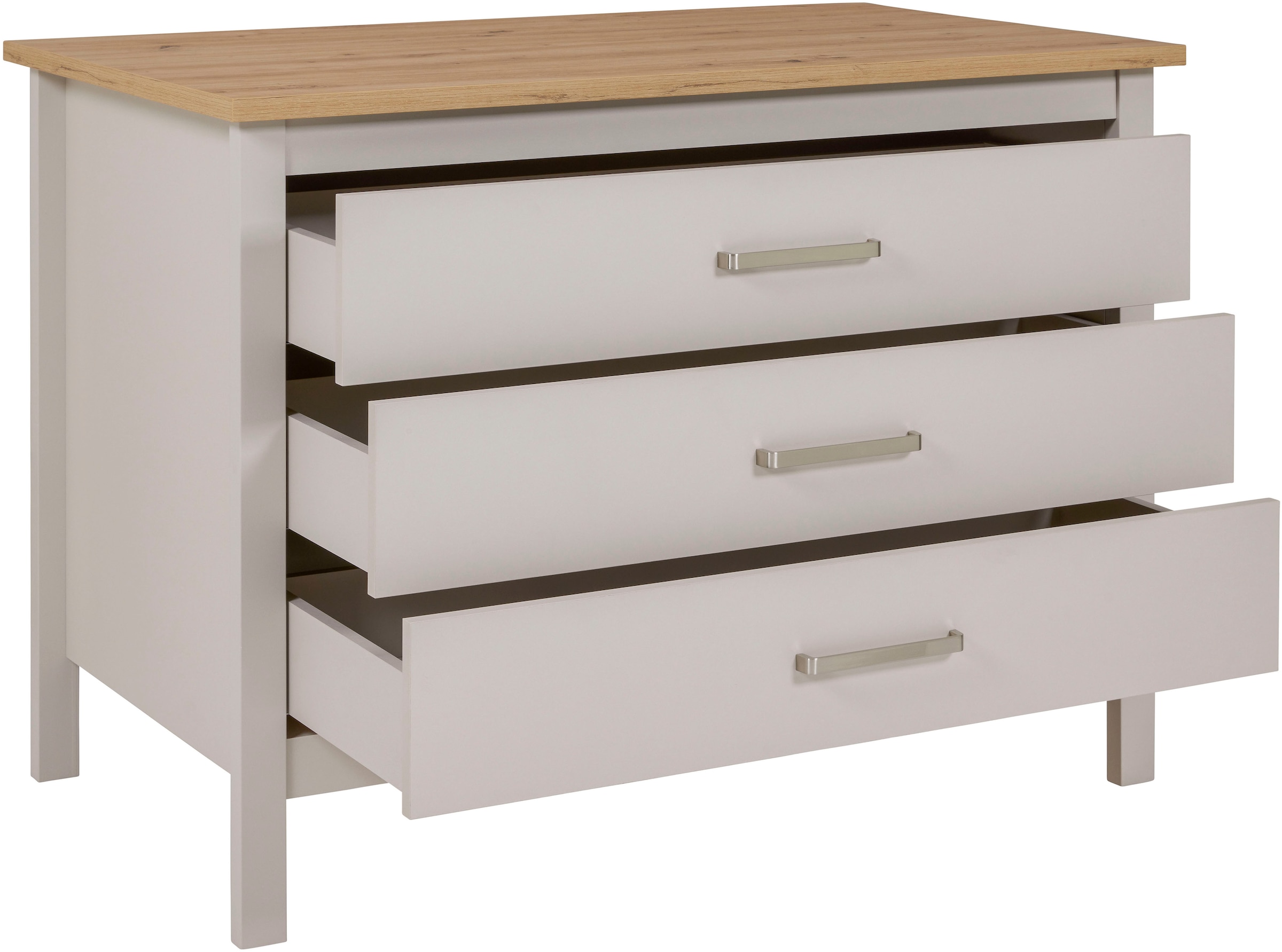 Inter Link Bartisch »Pienza, multifunktional für Küche & Essbereich, Kaschmir, Skandi Look« 1 Stk. tlg. Kücheninsel mit Soft-Close, Platz für 2 Hocker, 124x75x91 cm