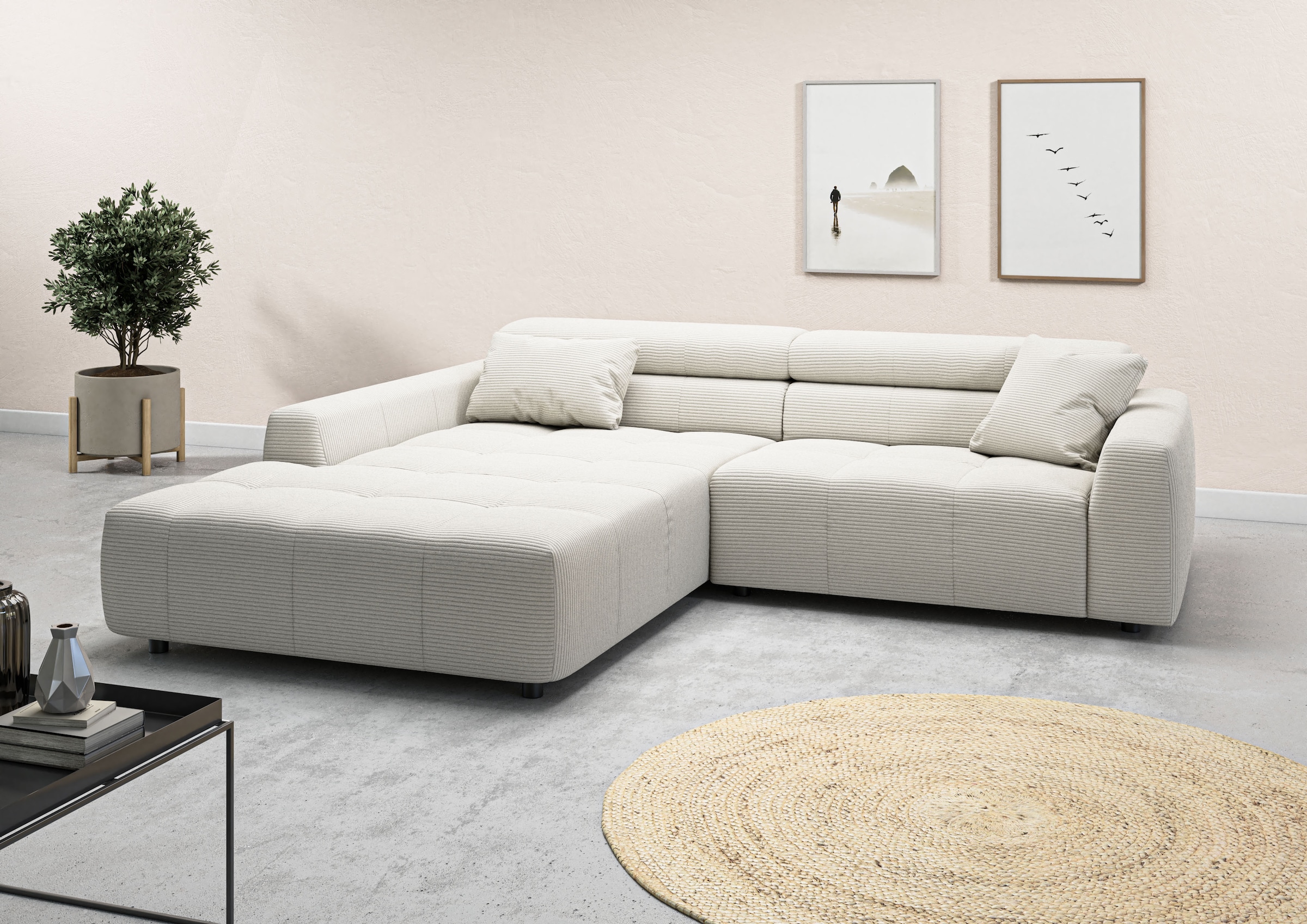 3C Candy Ecksofa "Denver auch mit Cord- und Easy care-Bezug, Kopfteilverste günstig online kaufen
