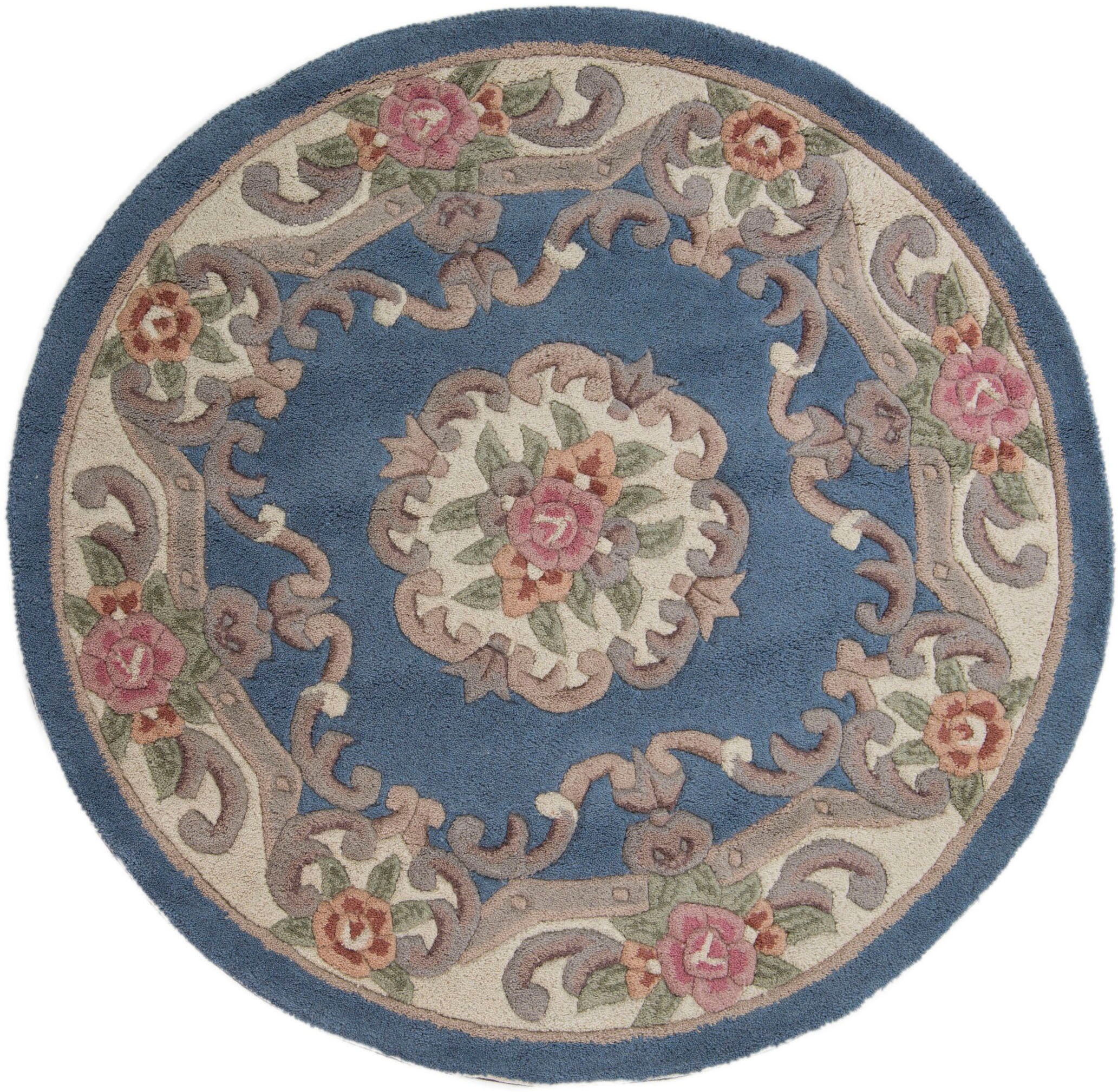 FLAIR RUGS Wollteppich "Aubusson" rund 10 mm Höhe Wolle, Teppich, Wohnzimme günstig online kaufen