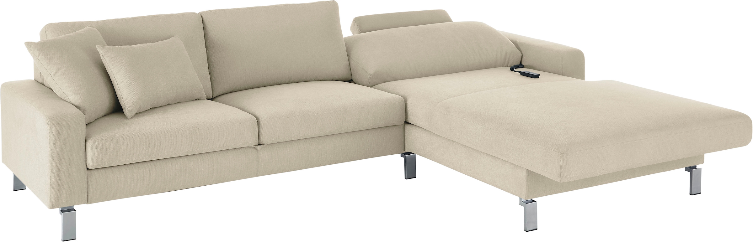 3C Candy Ecksofa »Lecce, wahlweise PUR-Schaumstoff oder Tonnentaschenfederkern« Bett im 2,5-Sitzer, teilmotorische Schlaffunktion im Longchair, L-Form