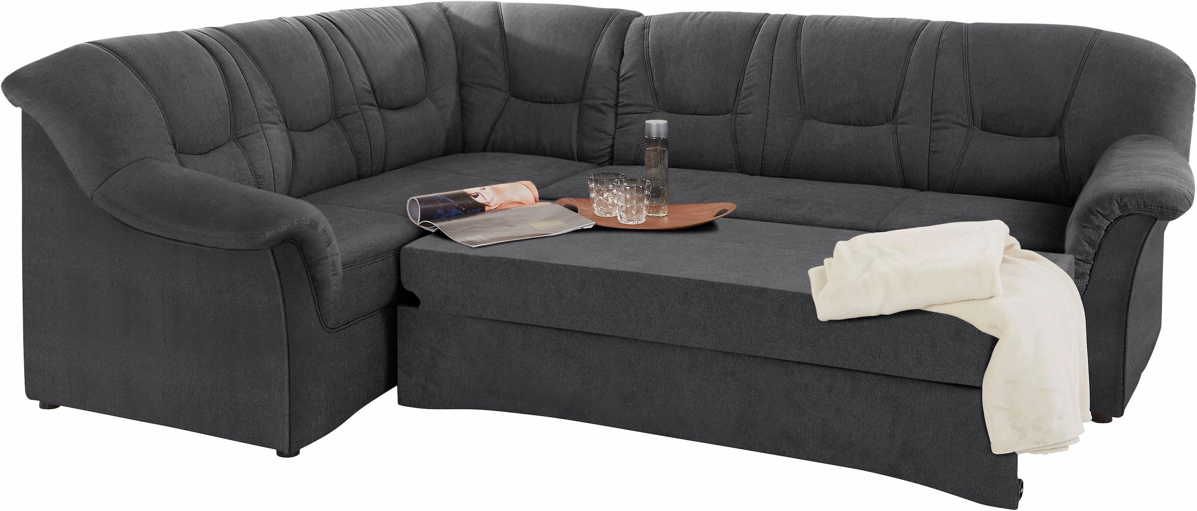 DOMO collection Ecksofa »Sarafina zeitlos und komfortabel, optional mit Federkern, L-Form«, wahlweise mit Bettfunktion