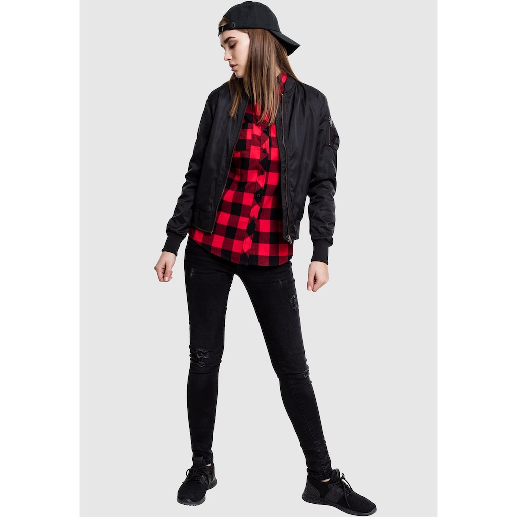 URBAN CLASSICS Langarmhemd »Urban Classics Damen Ladies Turnup Checked Flanell Shirt«, (1 tlg.)