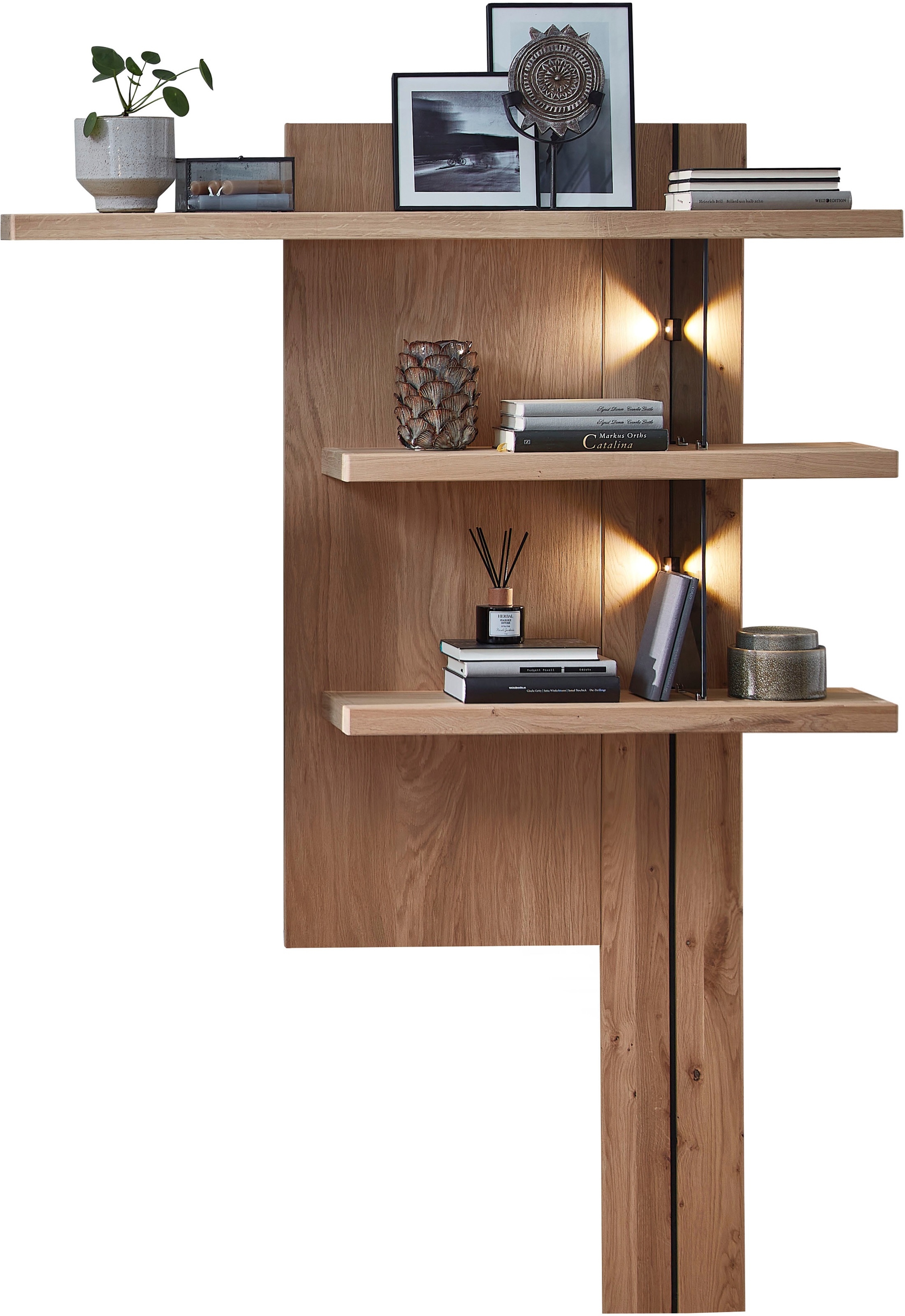 Innostyle Wandboard »Donna Wandpaneel, 122x174x24 ( BxHxT)« 1 Stk. tlg. Beleuchtung optional bestellbar, 3 Böden, Massivholzblende