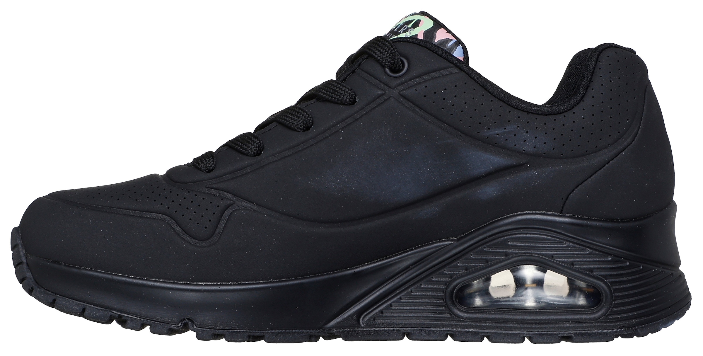 Skechers Wedgesneaker »UNO-SPREAD THE LOVE«, Freizeitschuh, Halbschuh, Schnürschuh mit coolem Graffiti-Print