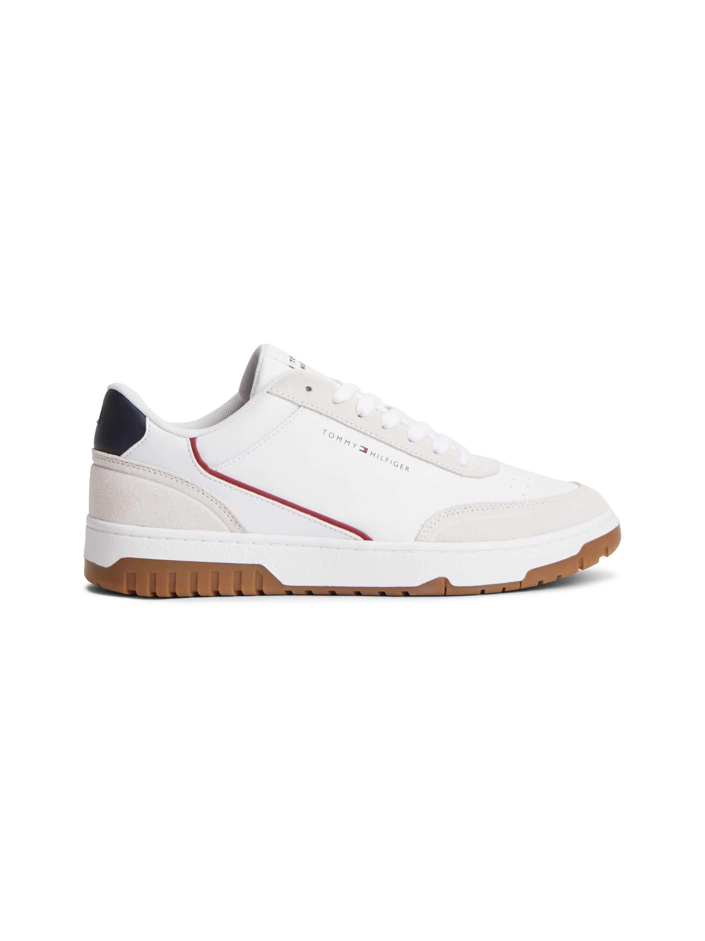 Tommy Hilfiger Sneaker »TH BASKET CORE LEATHER SUEDE MIX«  Halbschuh, Freizeitschuh, Schnürschuh mit Lochmuster, im Basket-Look