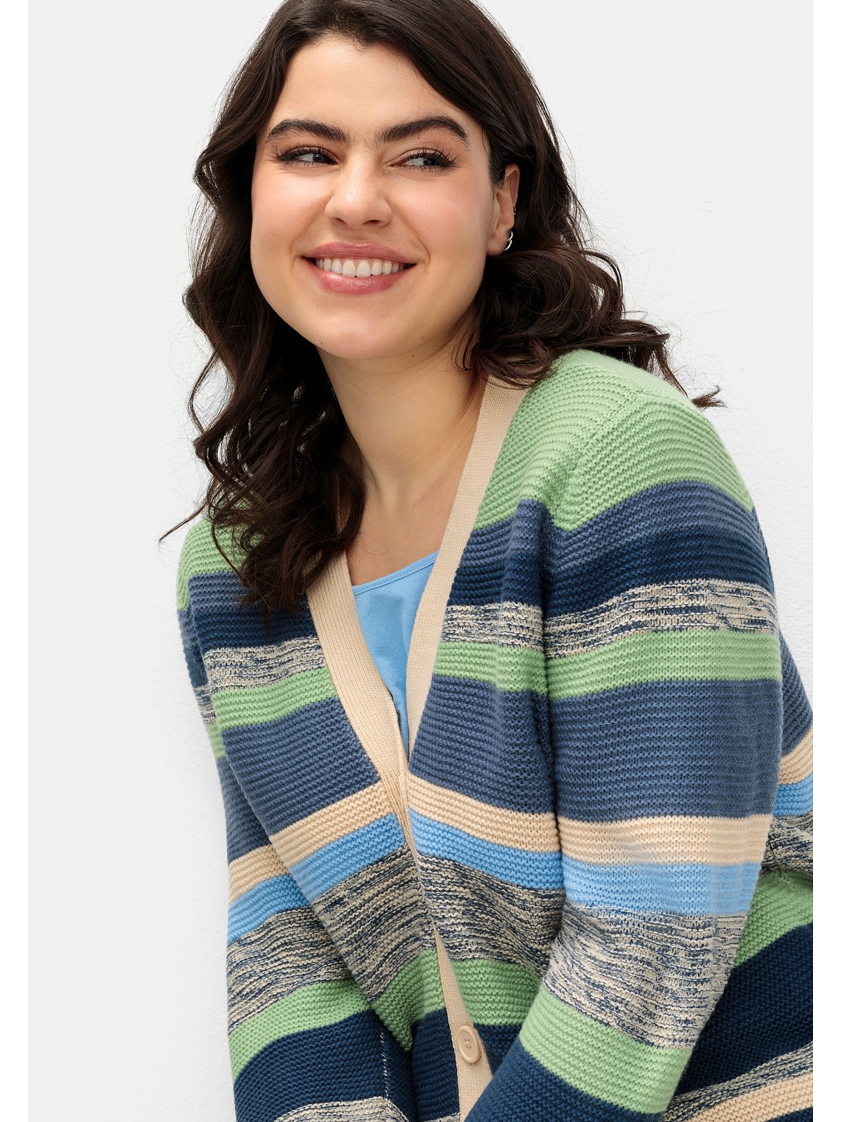 Sheego Strickjacke »Große Größen«, mit V-Ausschnitt