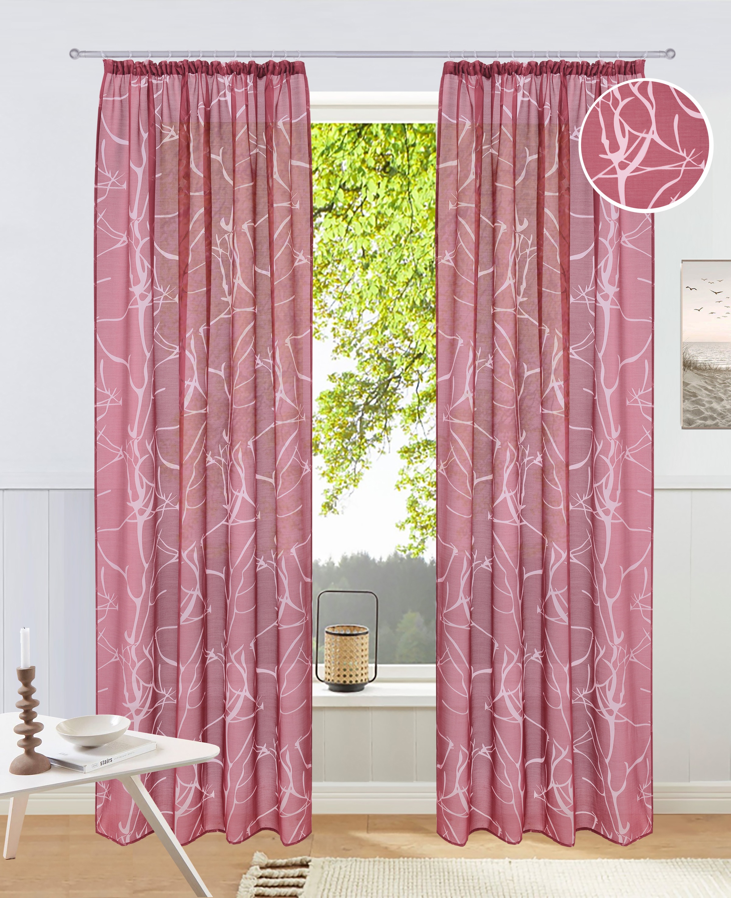 OTTO home Gardine "Anna" Kräuselband 1 Stk. tlg. Viskose, Polyester, Äste-M günstig online kaufen