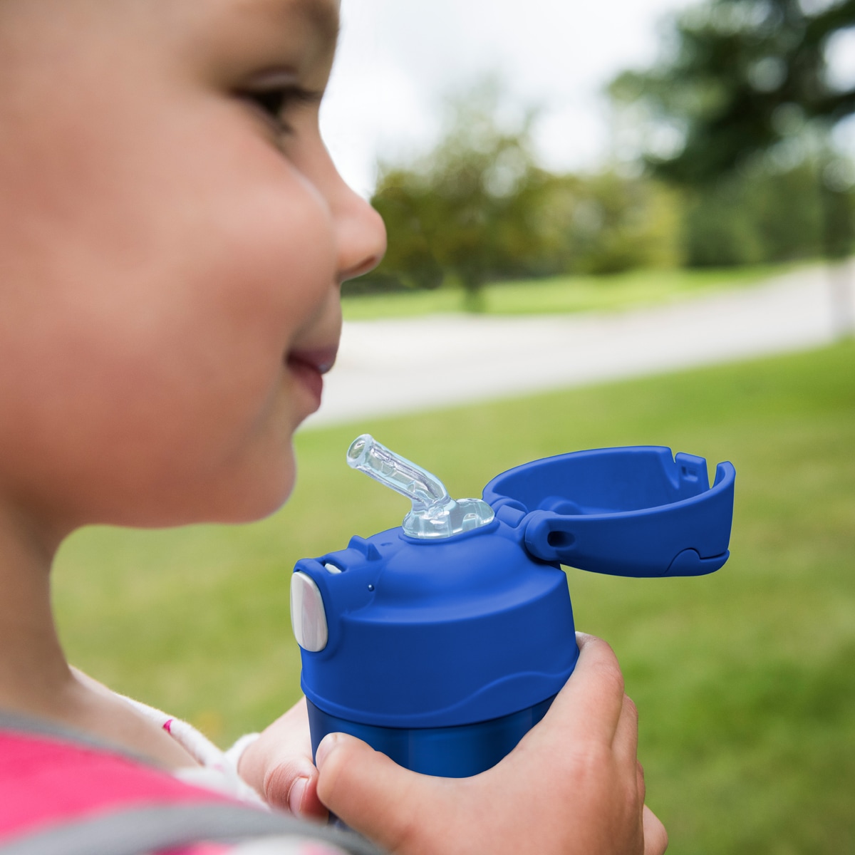 THERMOS Isolierflasche »FUNTAINER STRAW BOTTLE, doppelwandiger Edelstahl, spülmaschinenfest« 0,35l, mit Silikonstrohalm, absolut dicht