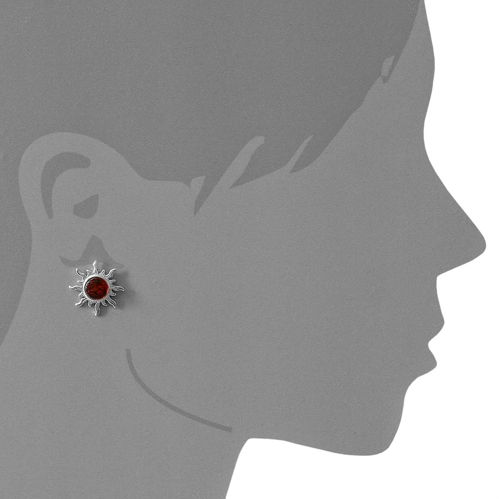 OSTSEE-SCHMUCK Paar Ohrstecker »- Sonne 20 mm - Silber 925/000 - Bernstein«