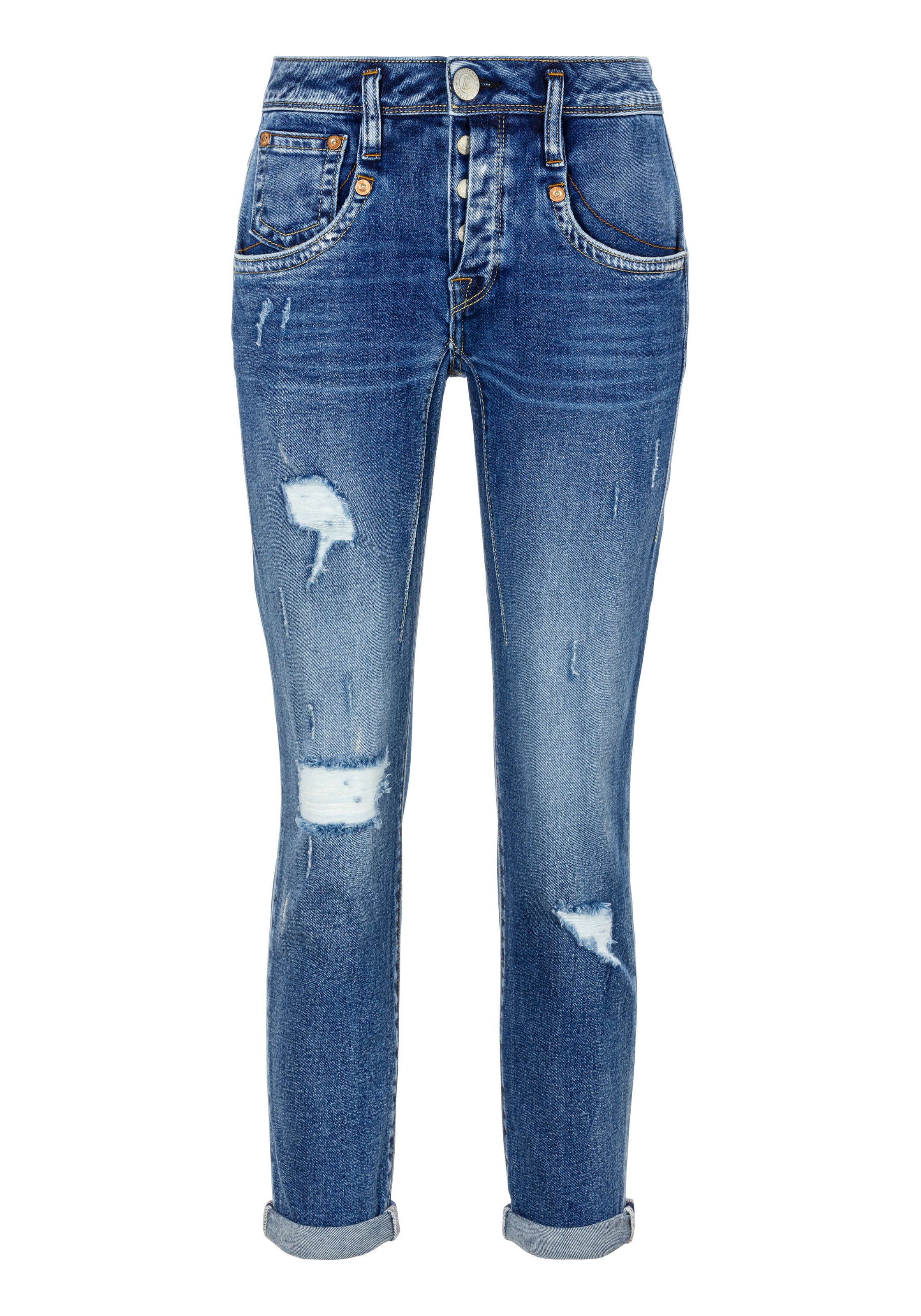 Herrlicher 7/8-Jeans »Shyra Cropped Denim Comfort«, mit halb verdeckter Knopfleiste