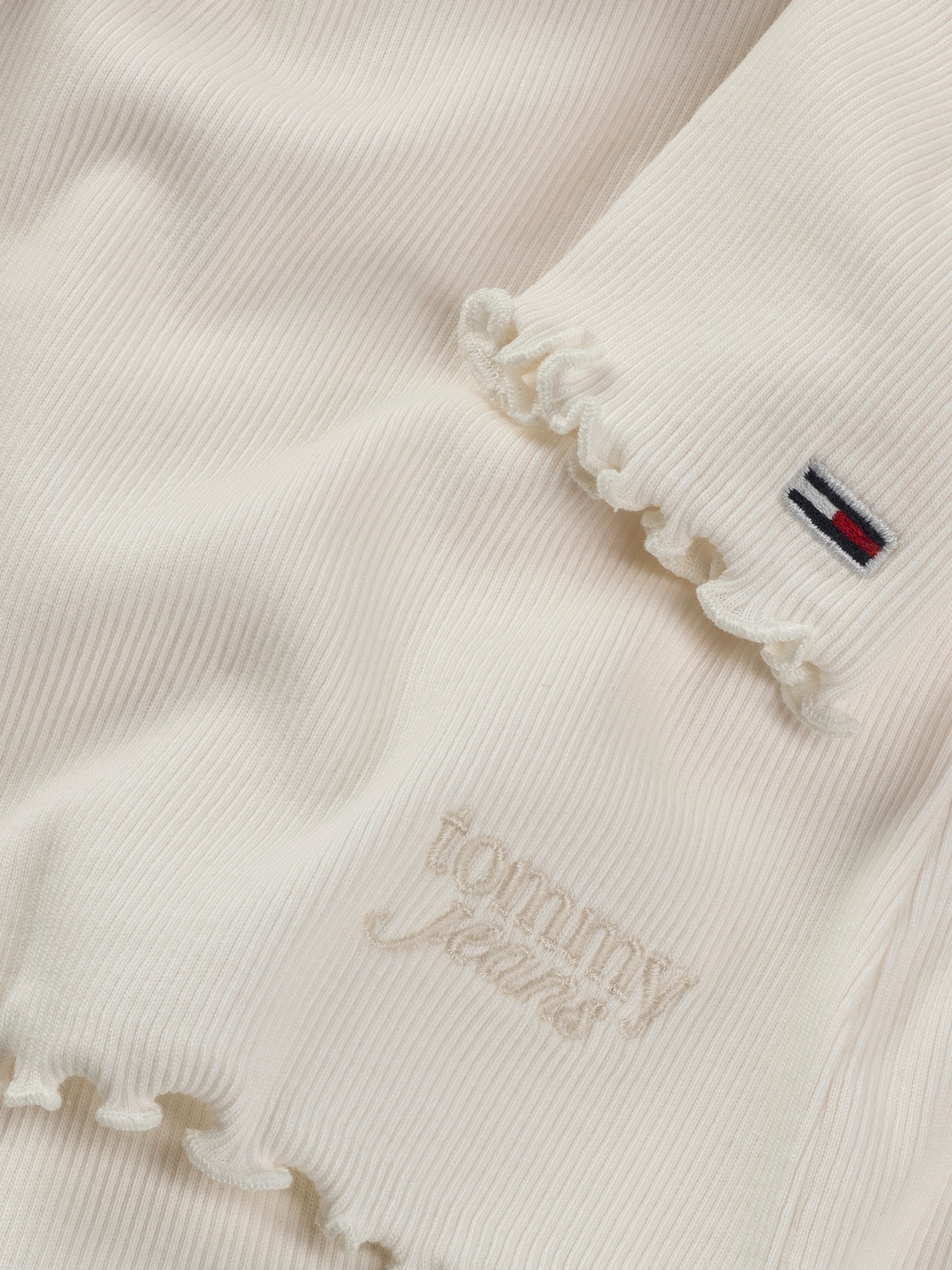 Tommy Jeans Langarmshirt »TJW SLIM VNECK GMD RIB LS«, mit Schleifendetail, Babylock-Saum