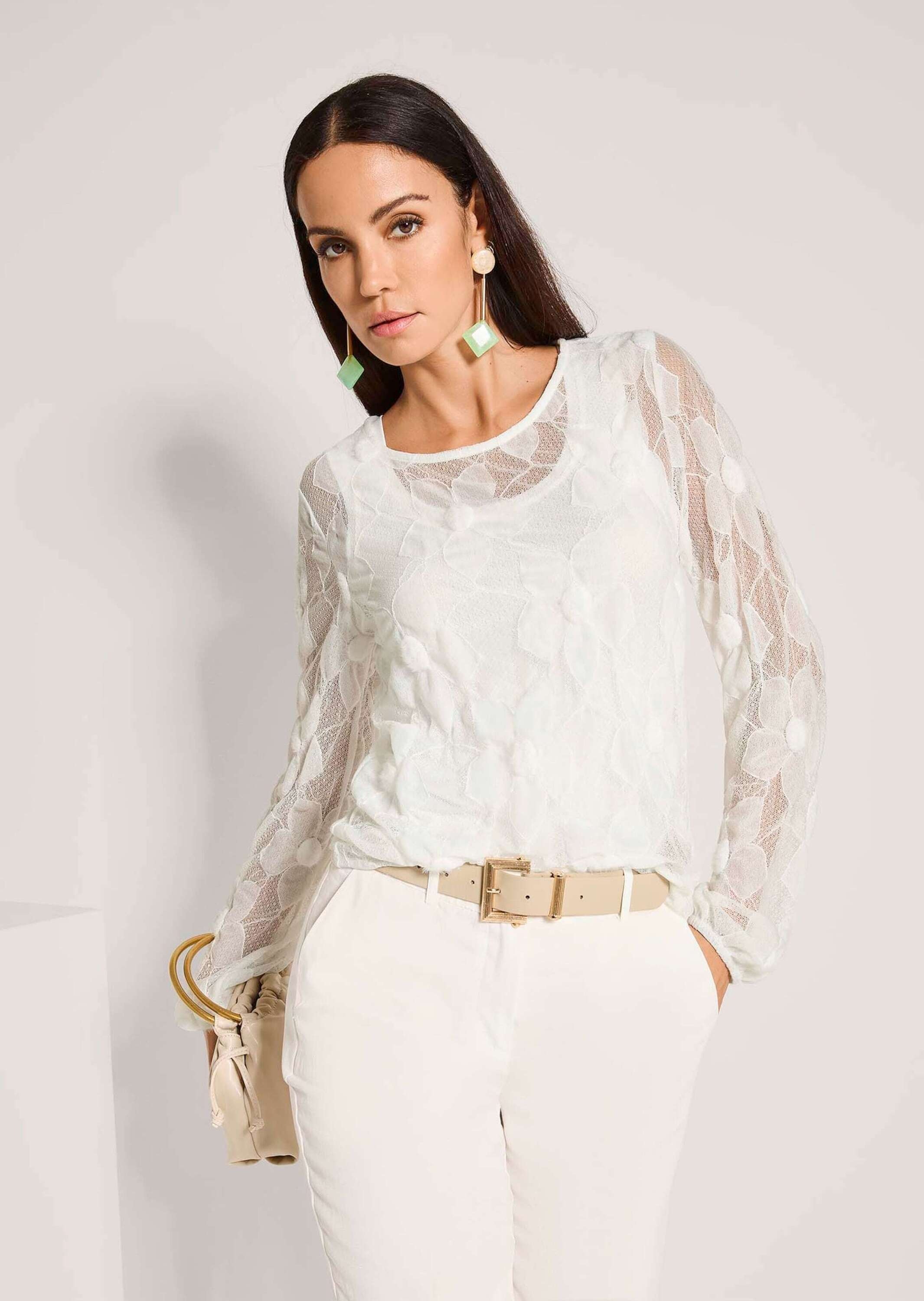 MADELEINE Langarmshirt »Spitzenbluse Elegantes Langarmshirt aus Spitze, transparent« Transparente Spitze