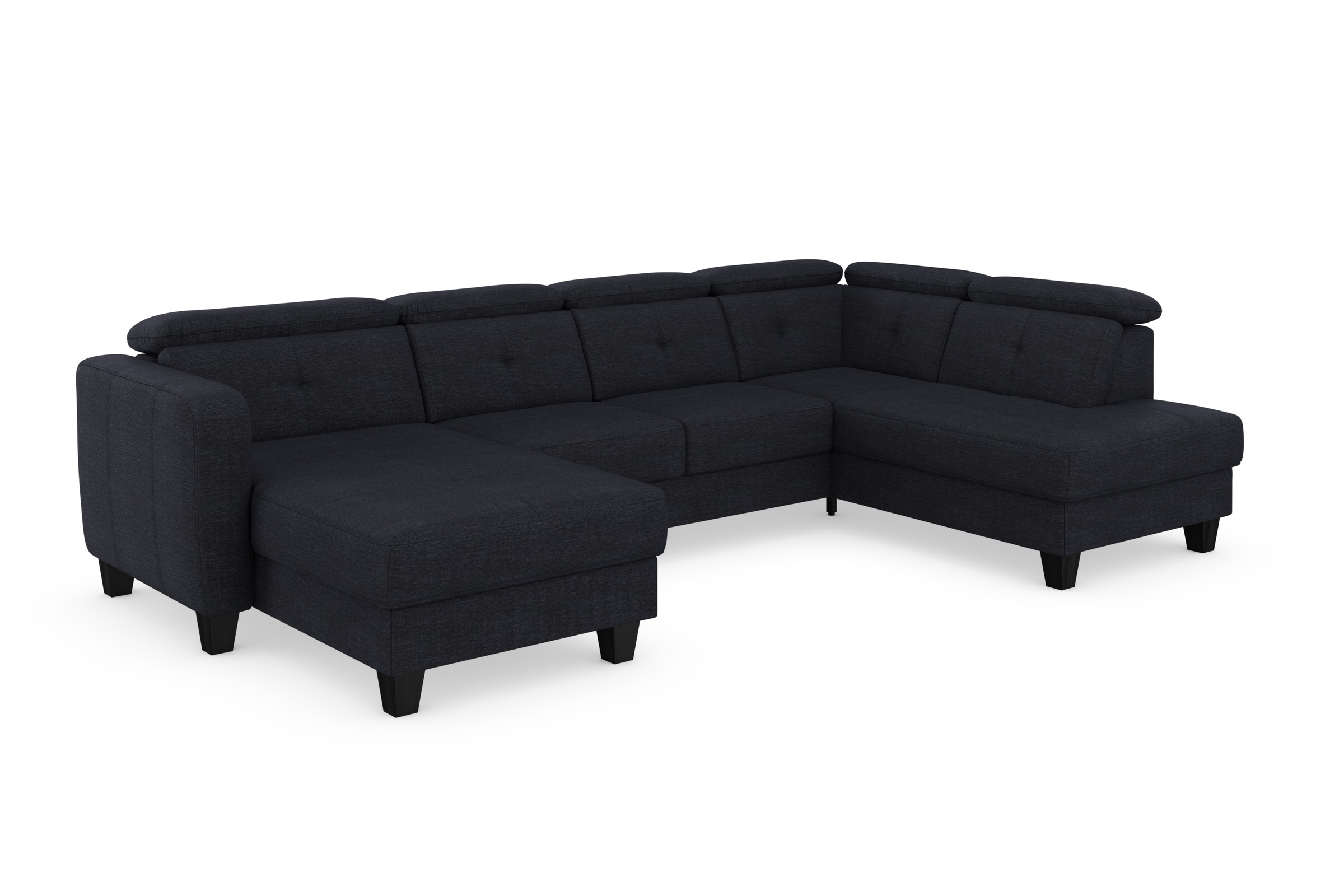 Wohnlandschaft SIT & MORE "Belluci U-Form", blau (tiefblau), B:321cm H:85cm T:195cm, Sofas, Wohnlandschaft, Kopfteilverstellung und Federkern, wahlweise mit Bettfunktion 8