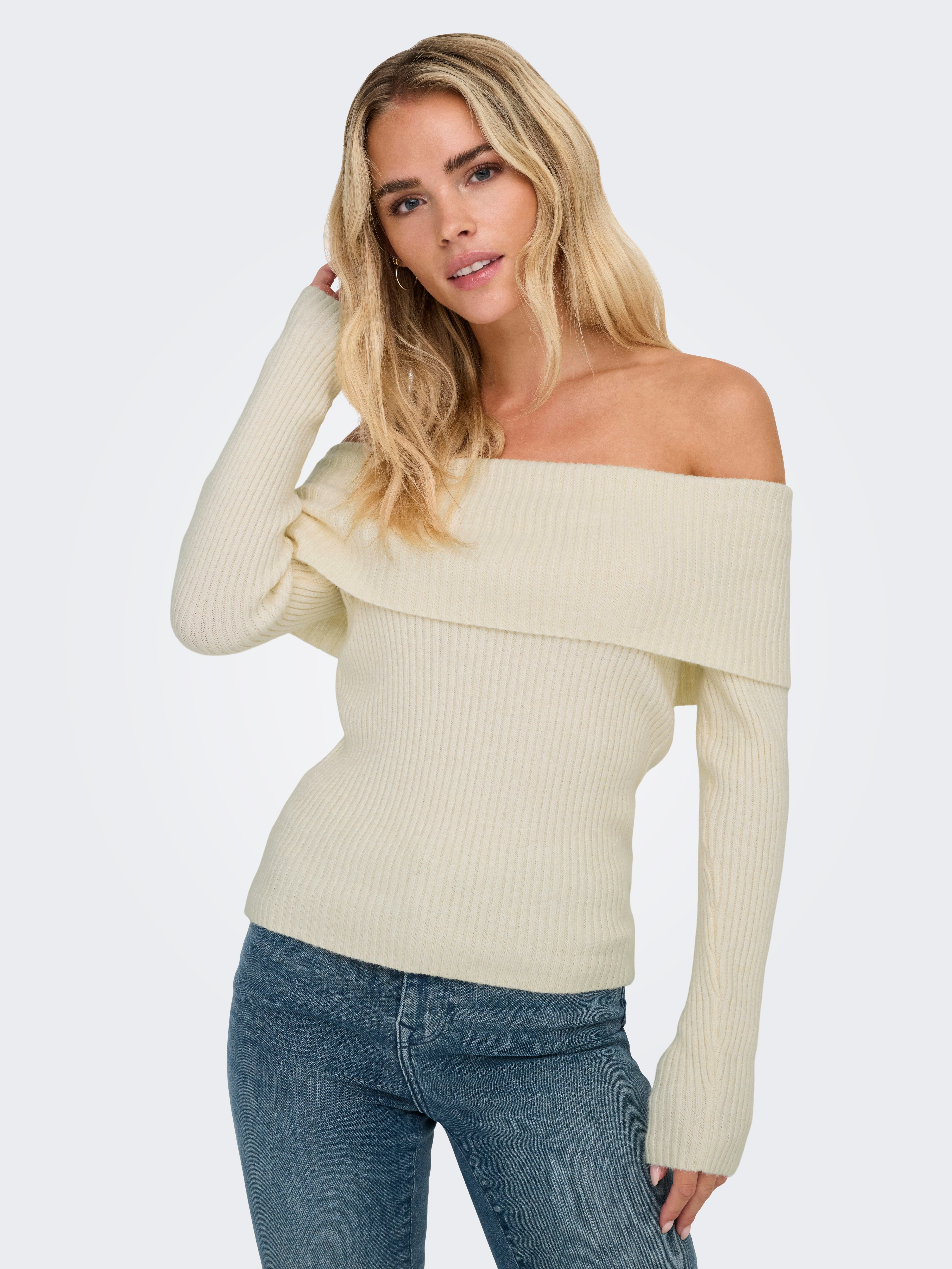 ONLY "ONLKATIA LIFE LS OFF SHOULDER KNT NOOS" Viskosemischung, regular fit
