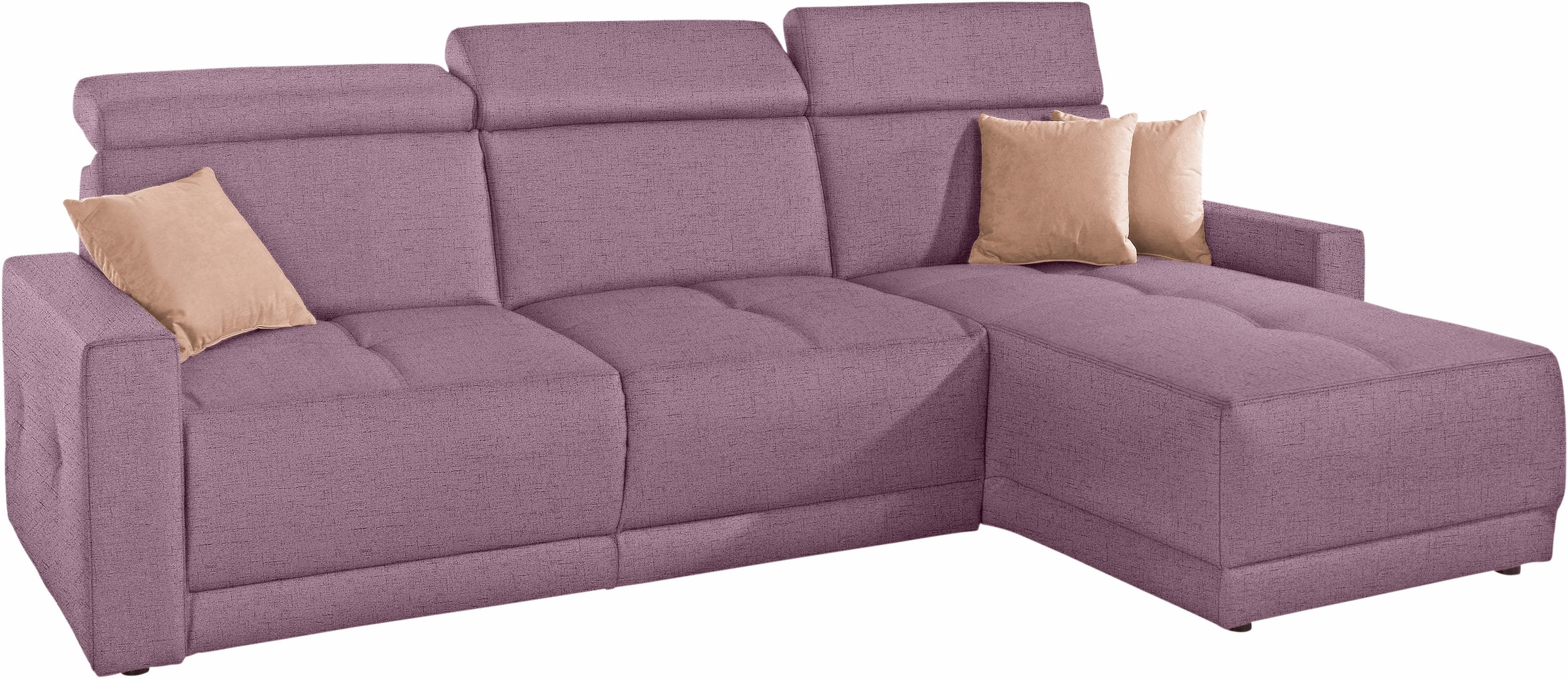 DOMO collection Ecksofa »Ava mit moderner Sitzheftung & toller Doppelnaht, komfortabel, L-Form«, mit Recamiere, inkl. Federkern, wahlweise mit Kopfteilverstellungen