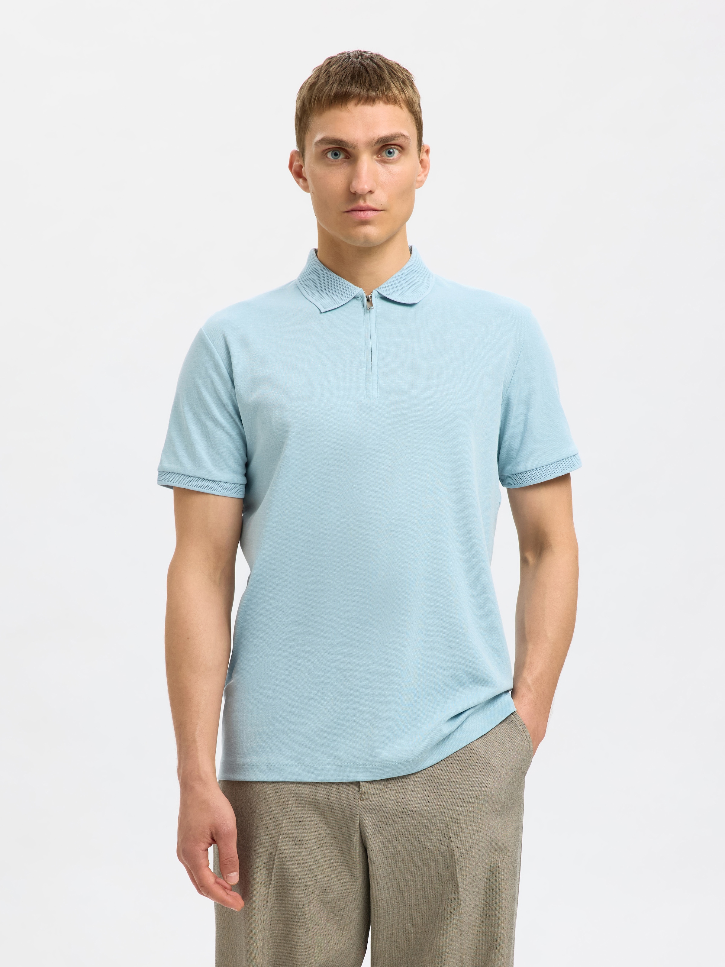 SELECTED Poloshirt "SLHFAVE ZIP SS POLO NOOS" Baumwollmischung, regular fit günstig online kaufen