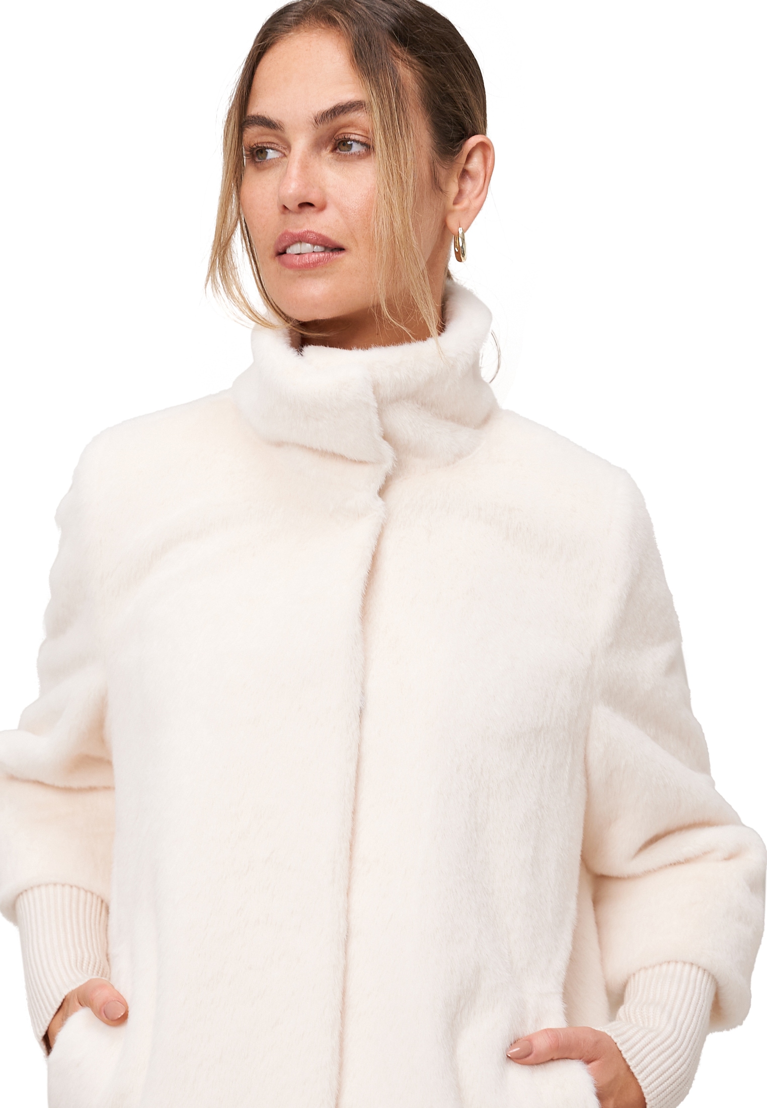 Zero Fellimitatjacke »zero Damen Fellimitat-Jacke mit Stehkragen«