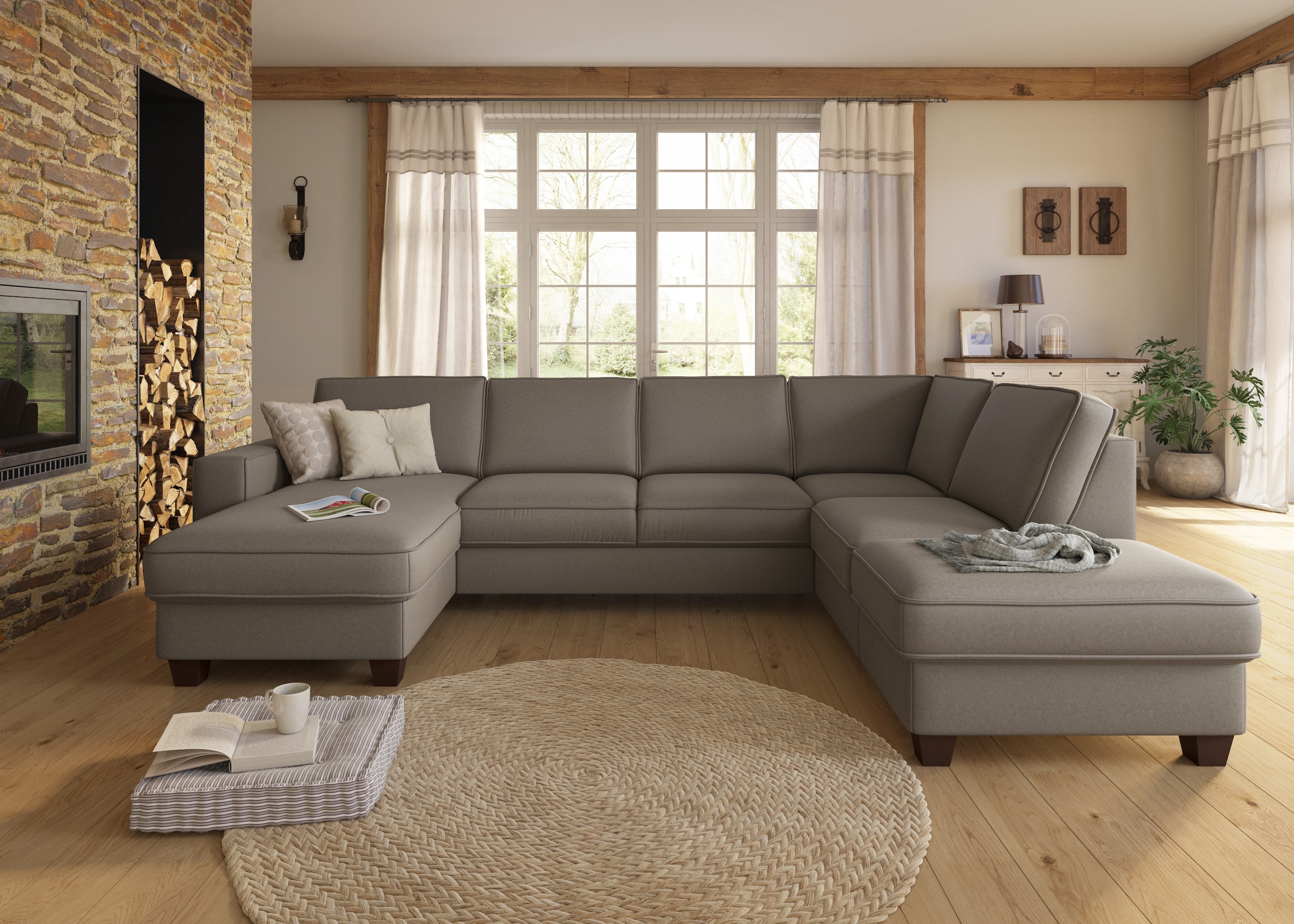 Home affaire Wohnlandschaft "County U-Form" wahlweise Ottomane links oder r günstig online kaufen