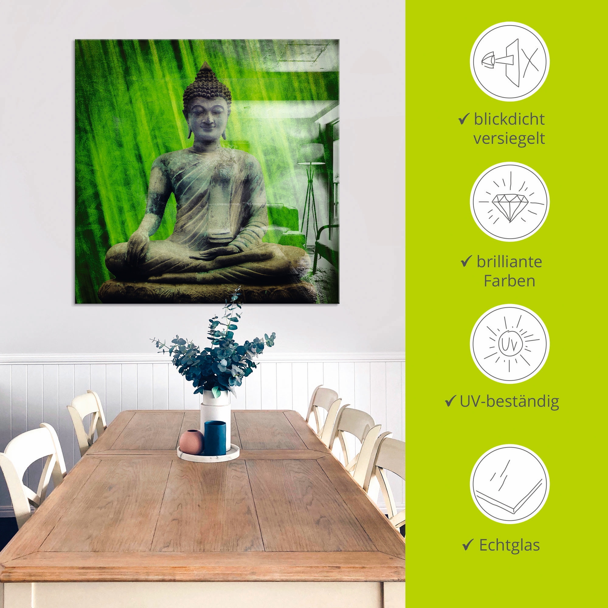 Artland Glasbild »Buddha«, Religion, (1 St.), in verschiedenen Größen