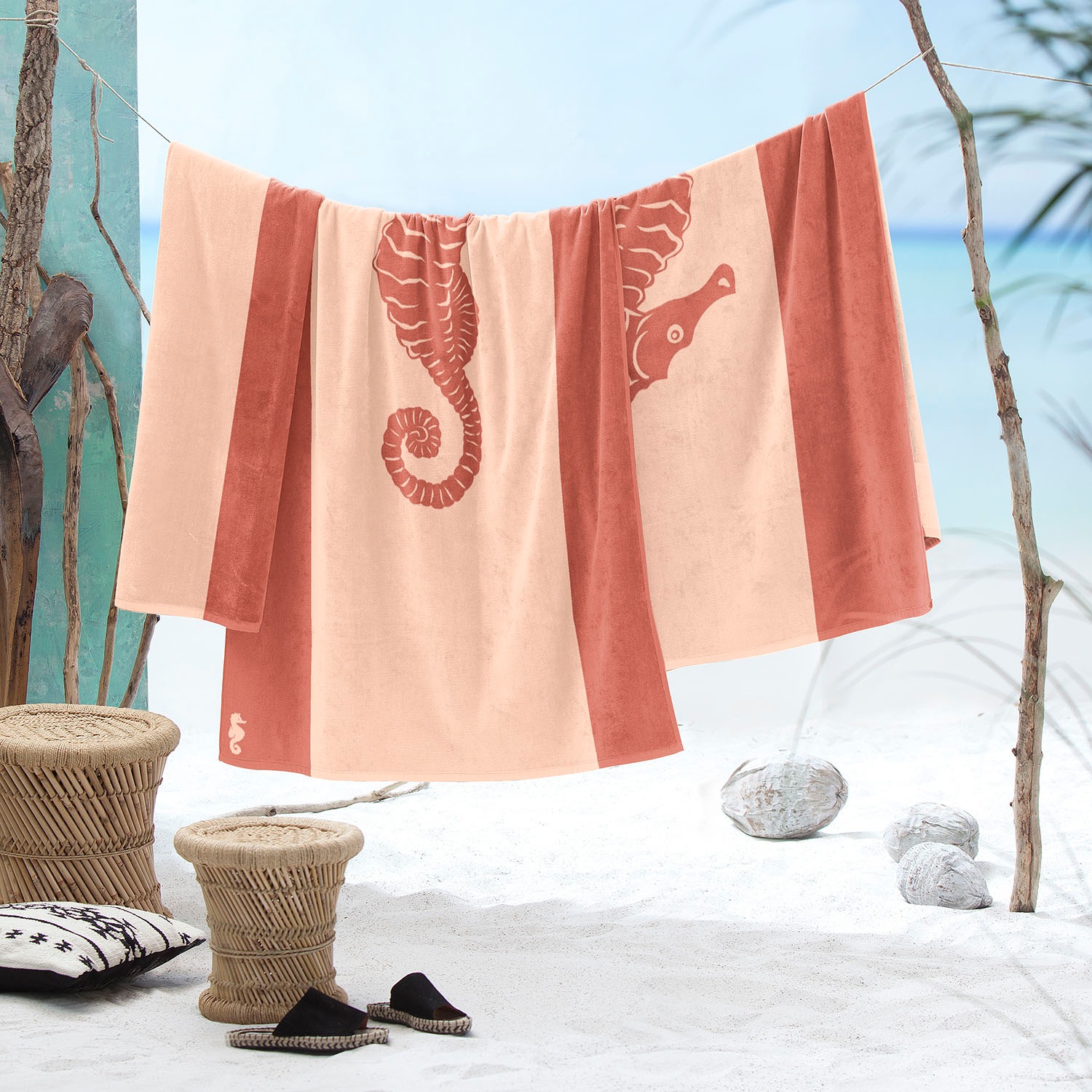 Seahorse Strandtuch "Flow" 100x180, für Strand und Pool, Seepferdchen, Mari günstig online kaufen