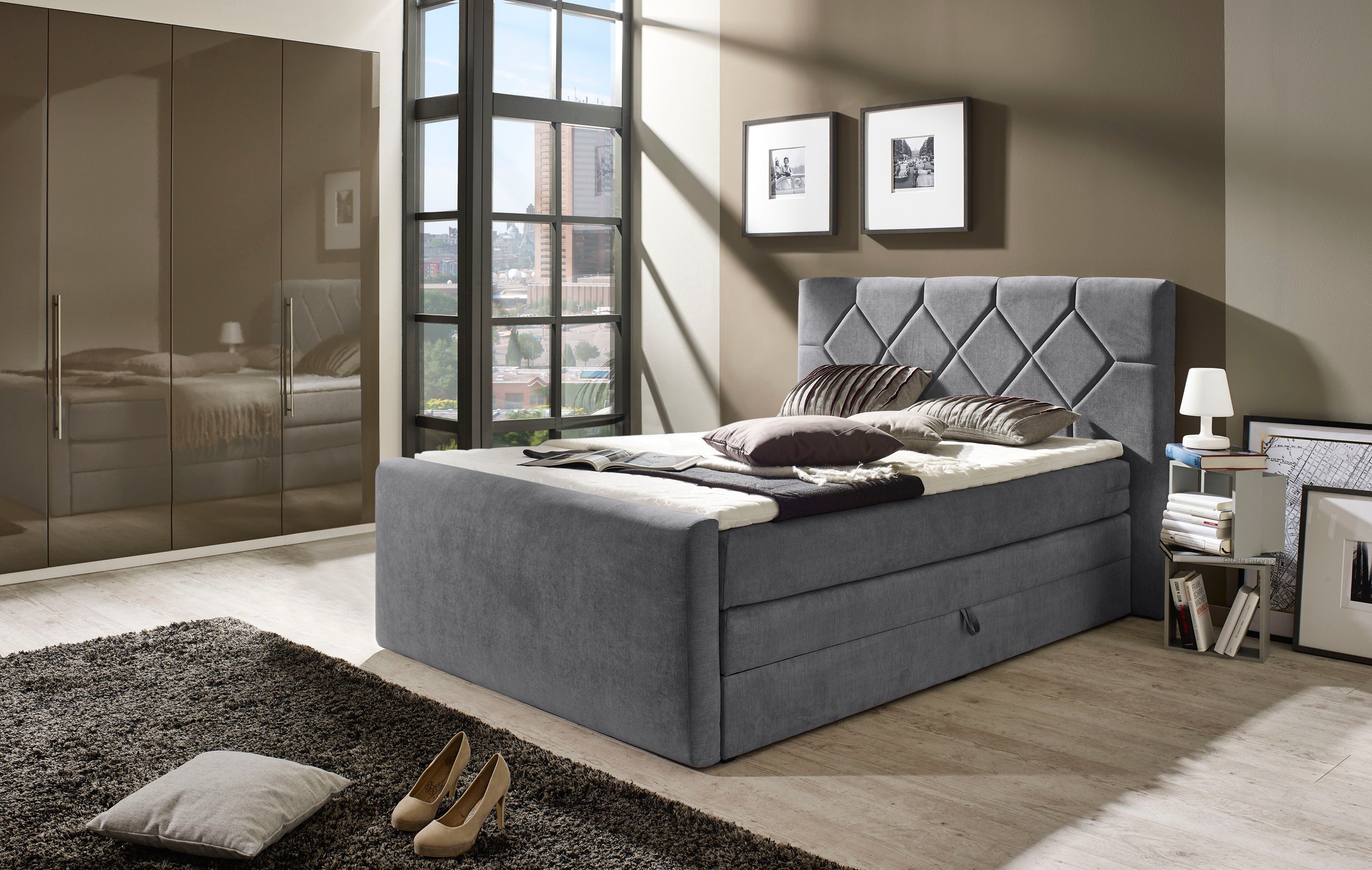 Places of Style Boxspringbett »Atlanta«, inklusive Topper und Bettkasten