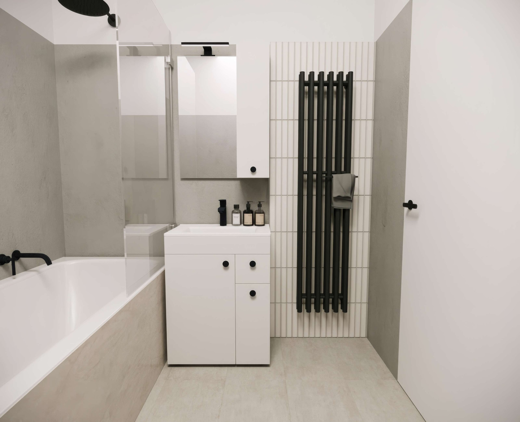 welltime Badmöbel-Set »Badmöbel-Set Braga, Schrank mit Waschbecken, Hängeschrank und Spiegel«, WBU mit Wachbecken und Hängeschrank inkl. LED-Beleuchtung, Spiegel