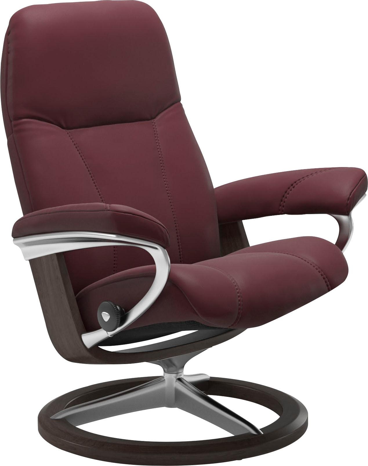 Relaxsessel STRESSLESS "Consul", rot (bordeaux batick), B:82cm H:102cm T:72cm, Leder BATICK: BATICK ist ein leicht korrigiertes, durchgefärbtes und genarbtes Möbelleder, bei dem die meisten Unebenheiten und Spuren in der Regel entfernt wurden.;Leder PALOM 8