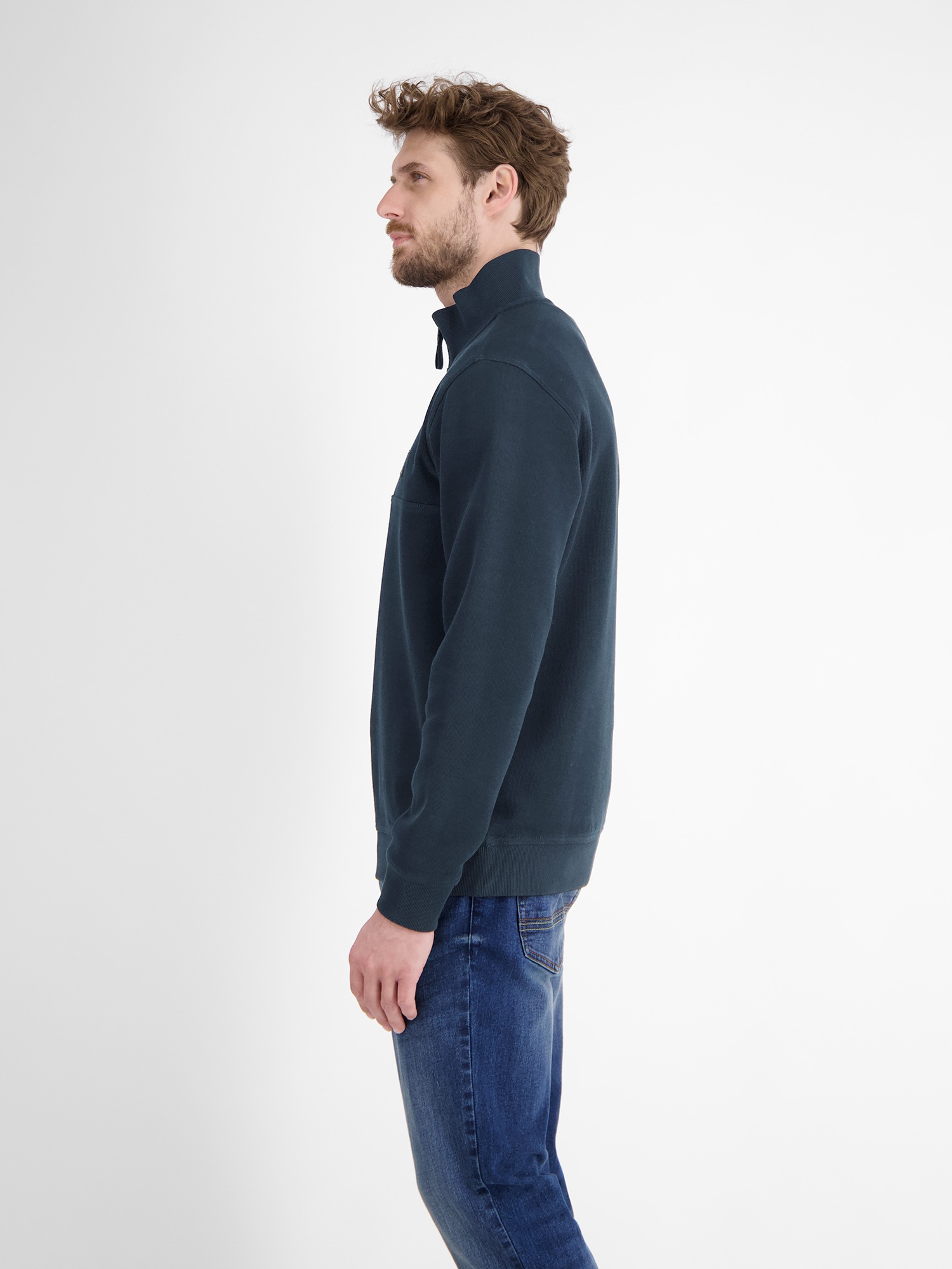 Thumbnail - LERROS Sweatshirt "Herren Troyer, sportiv gerippt"