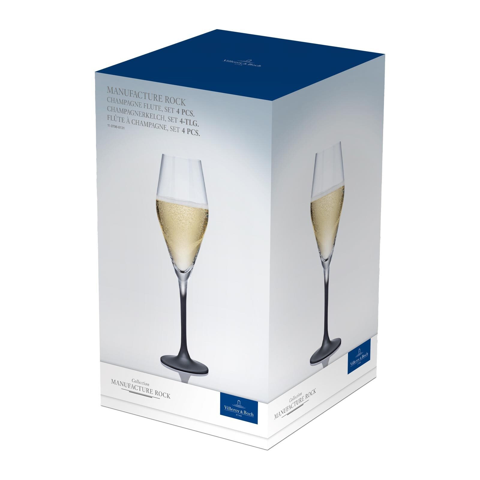 Villeroy & Boch Champagnerglas »Champagnergläser Manufacture Rock 260 ml 4er Set schwarz-transparent«