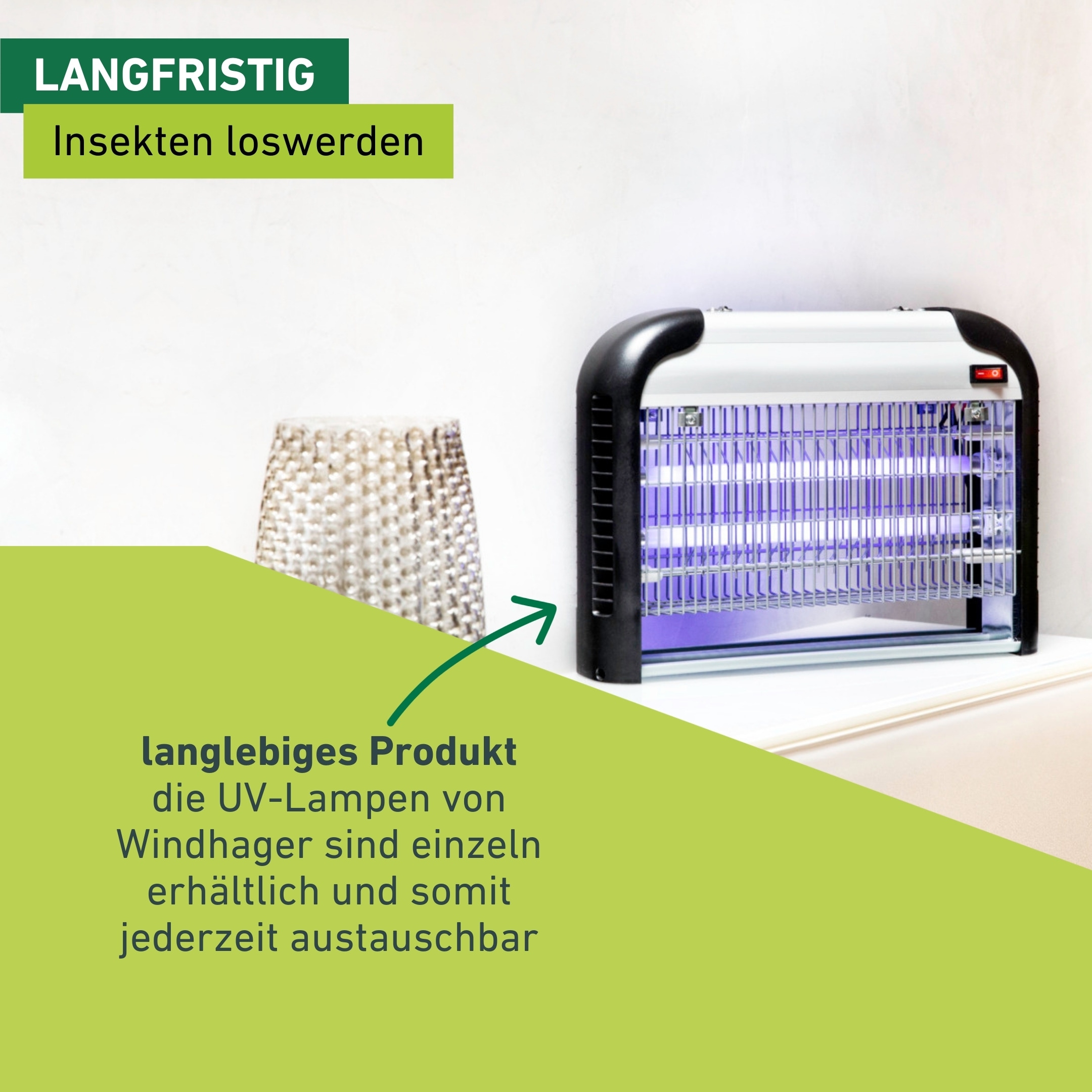 Windhager Insektenfalle »Fluginsekten Schutzlampe« zieht Insekten mithilfe von UV-Licht an, erhältlich in 8 oder 20 Watt