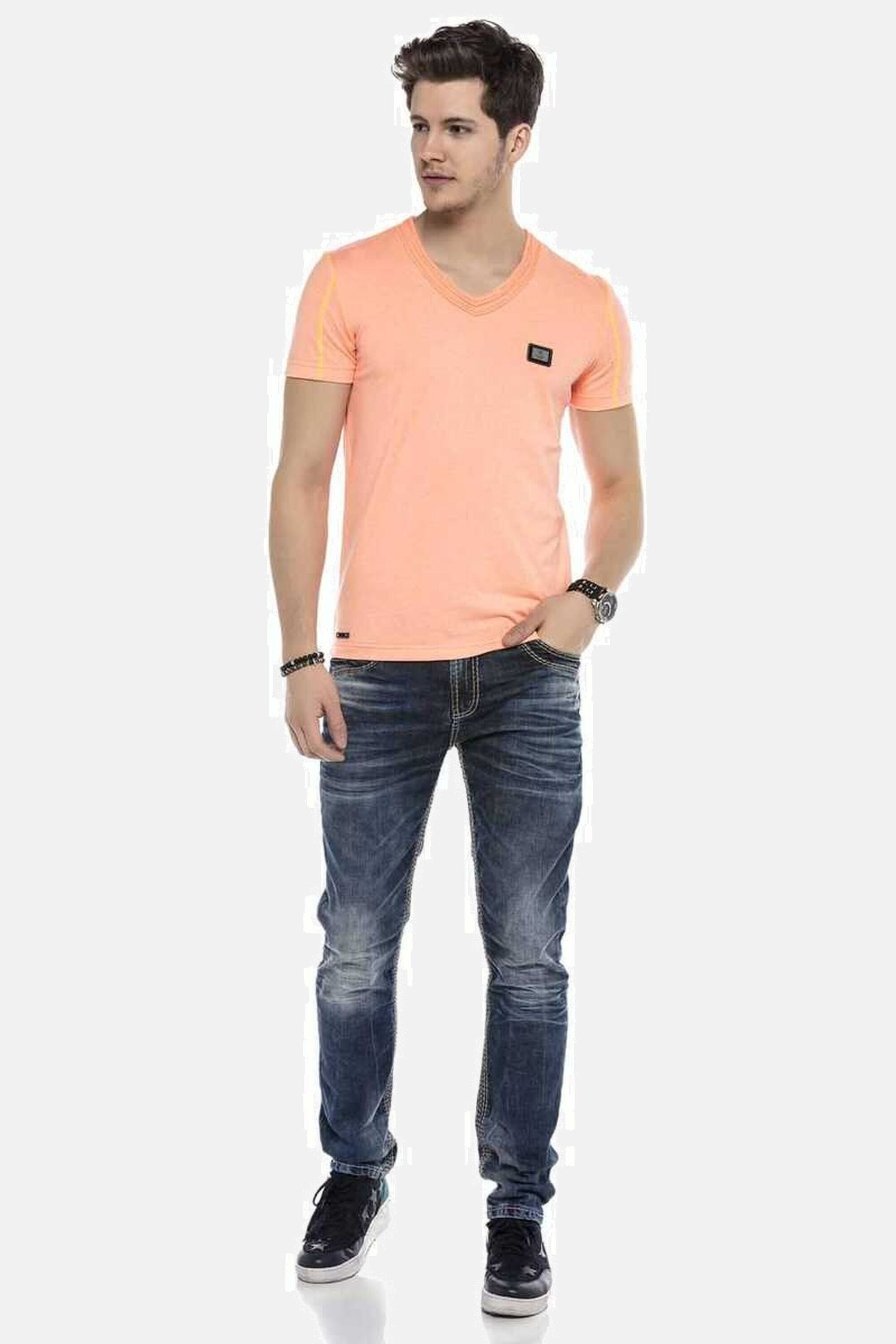 Cipo & Baxx Regular-fit-Jeans »DENIM«, bequeme Jeans mit breiten Ziernähten, CD593
