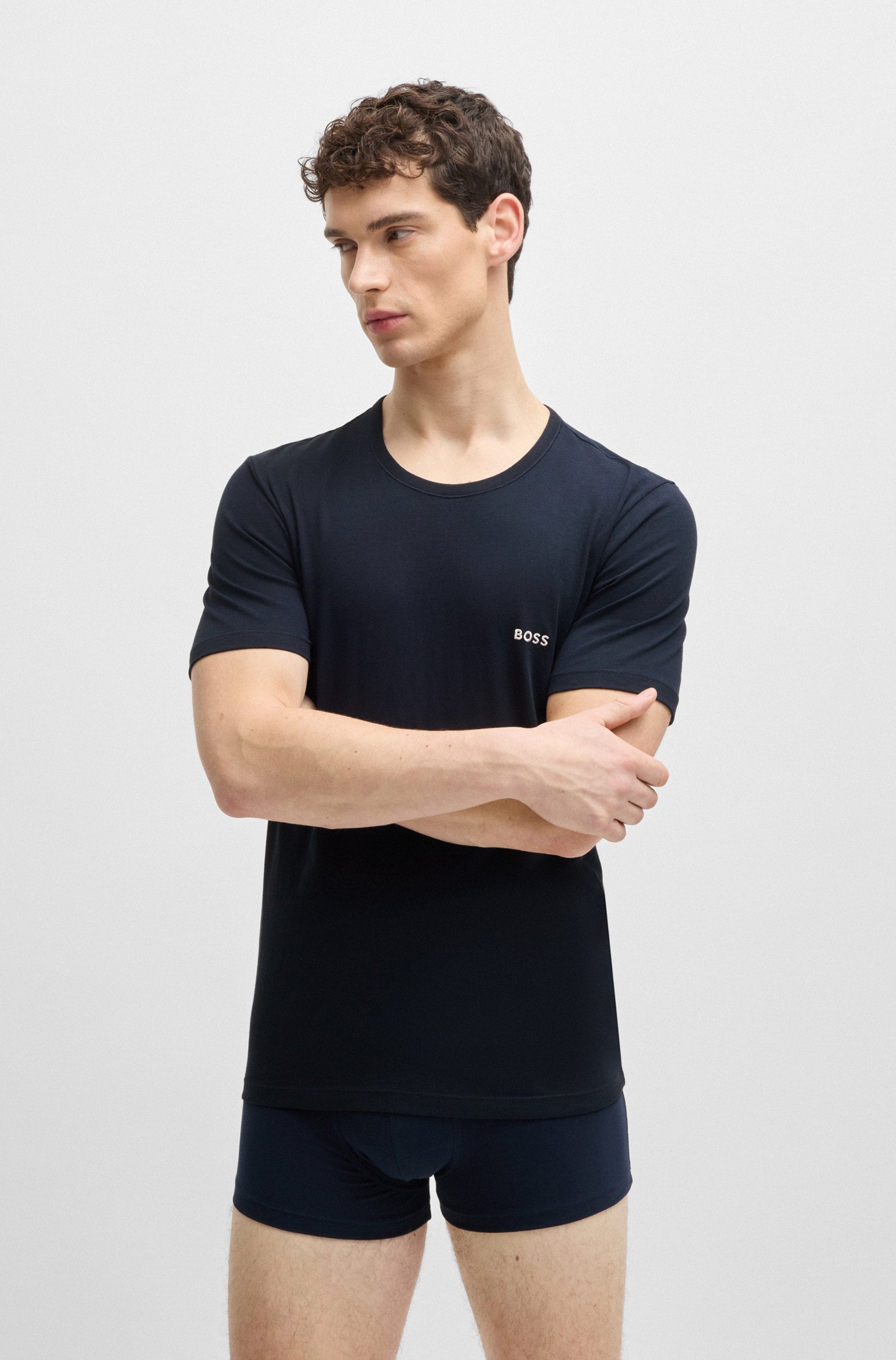 BOSS T-Shirt »Rundhals BOSS ONE x David Beckham«, (Packung, 3 tlg., 3er-Pack), mit dezentem BOSS Logo-Print